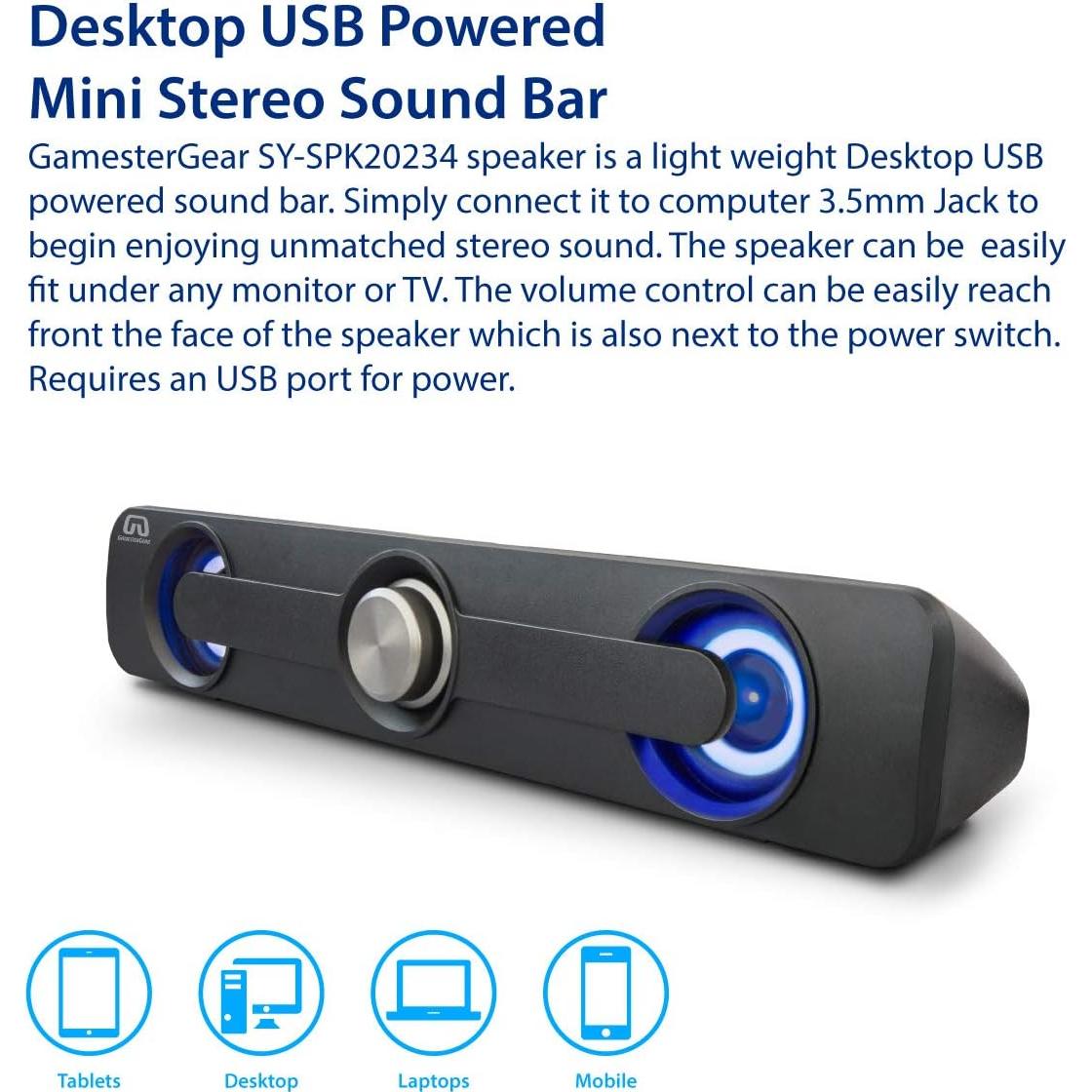 Barra de Sonido Multimedia USB GamesterGear SY-SPK20234 2.5W