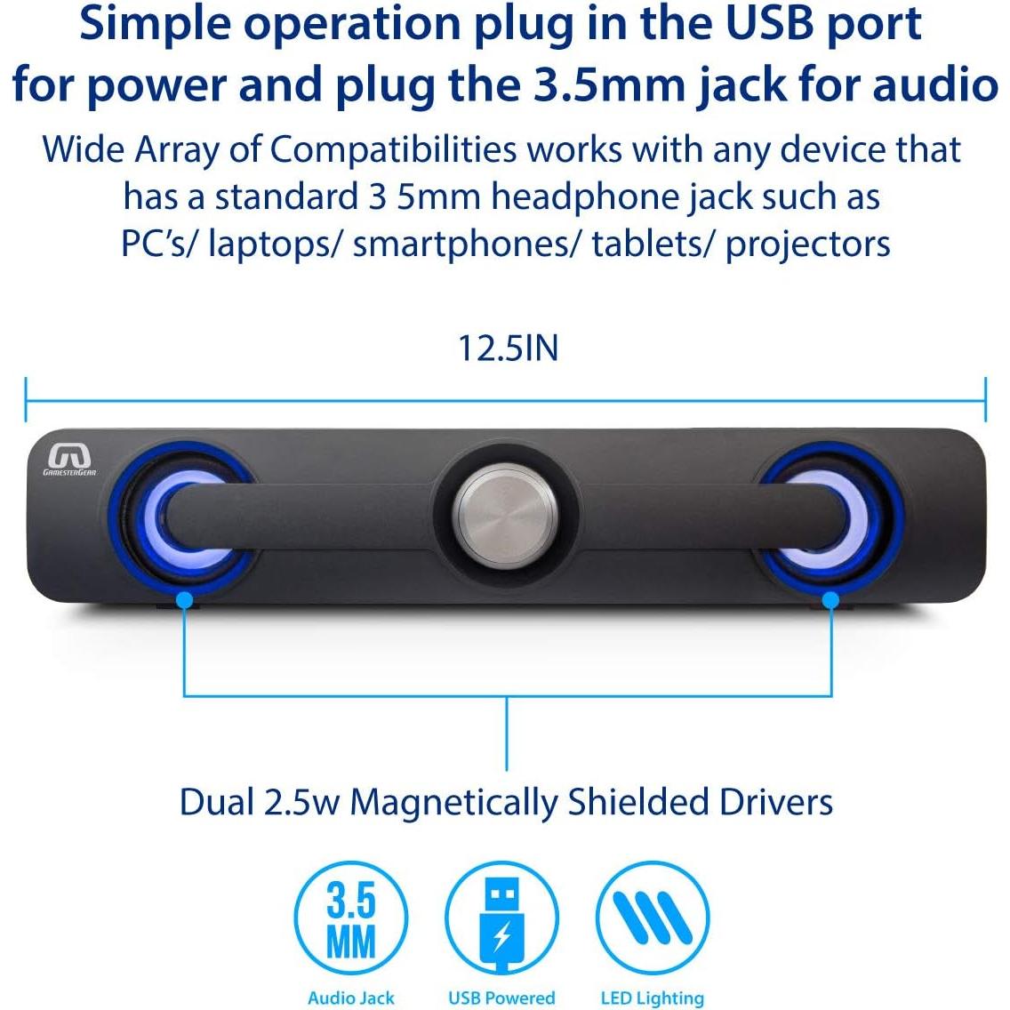 Barra de Sonido Multimedia USB GamesterGear SY-SPK20234 2.5W