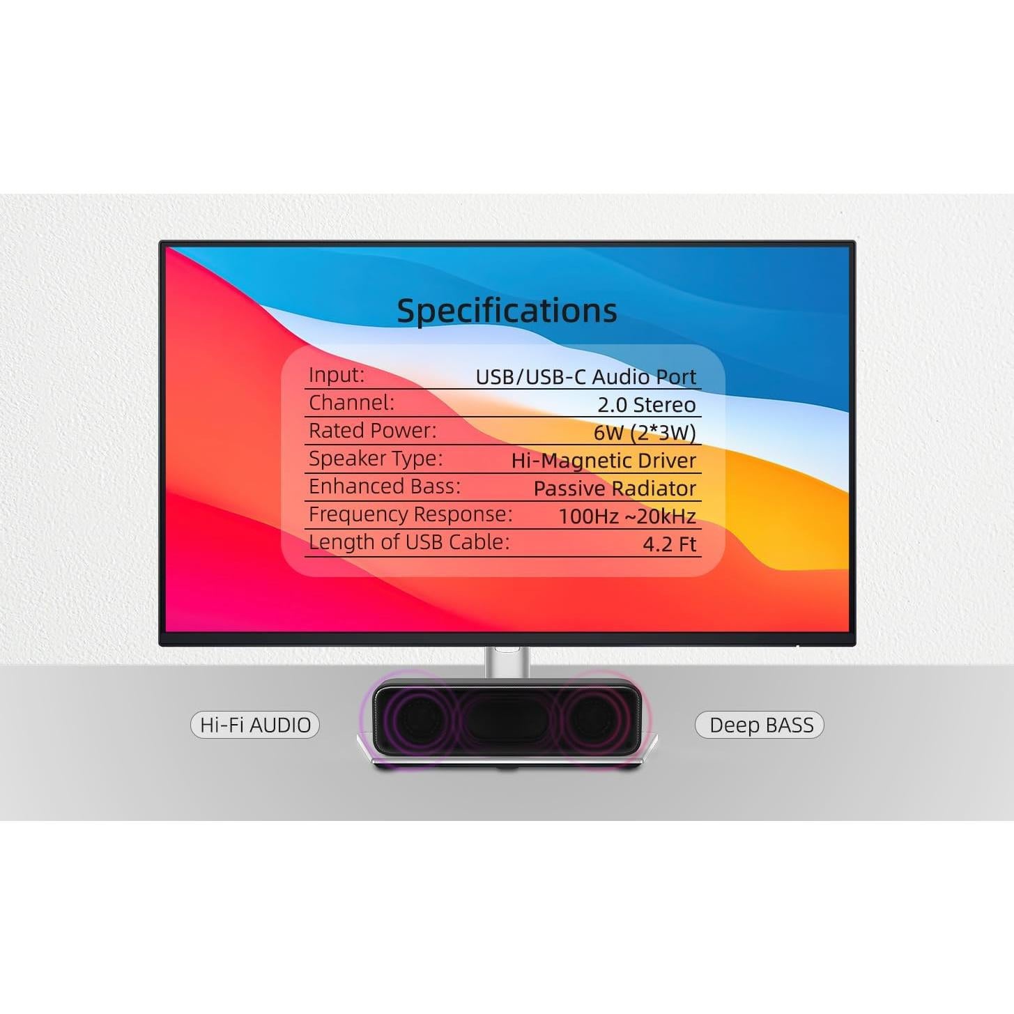 Altavoces de computadora YOFANQI YFQ50A2C USB con graves profundos