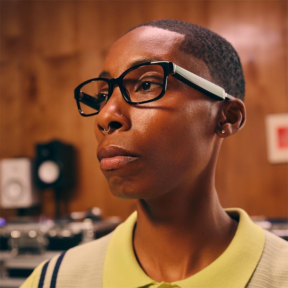 Amazon Echo Frames (newest model) + Echo Spot (newest model), Smart Glasses with Alexa, Rectangle frames in Classic Black with prescription ready lenses