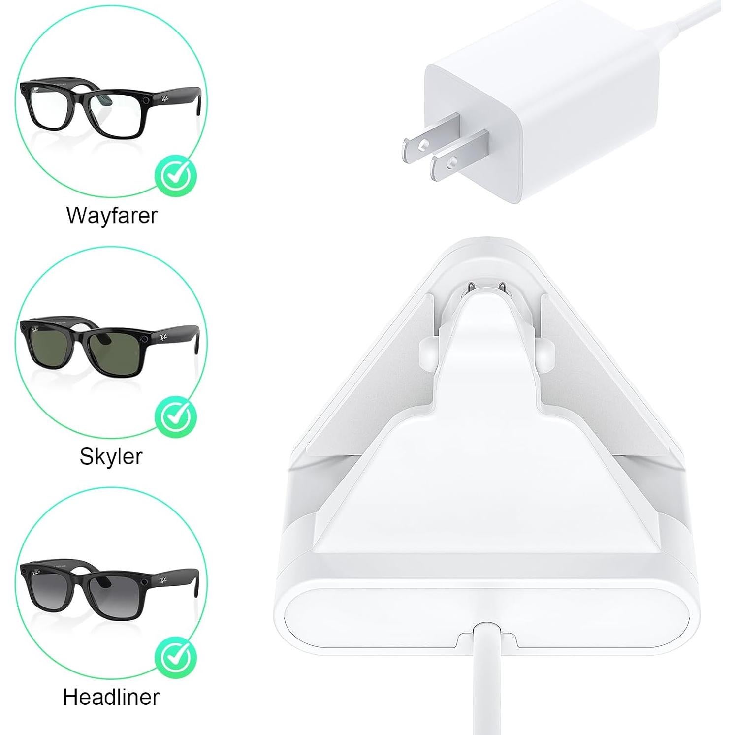 Base de Carga para Gafas Inteligentes Ray-Ban Meta - Cargador Blanco