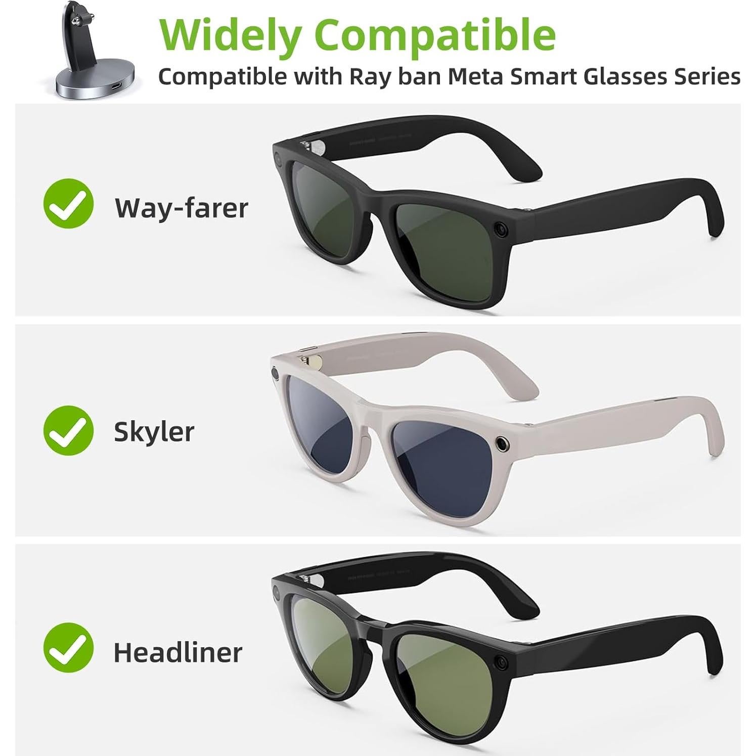 Base de Carga Inalámbrica Ray-Ban Meta, Soporte Portátil Gris