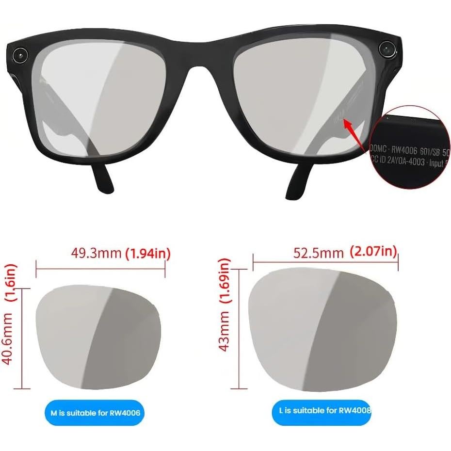 Lentes de Reemplazo Harlafou para Ray-Ban Meta RW4006 50mm