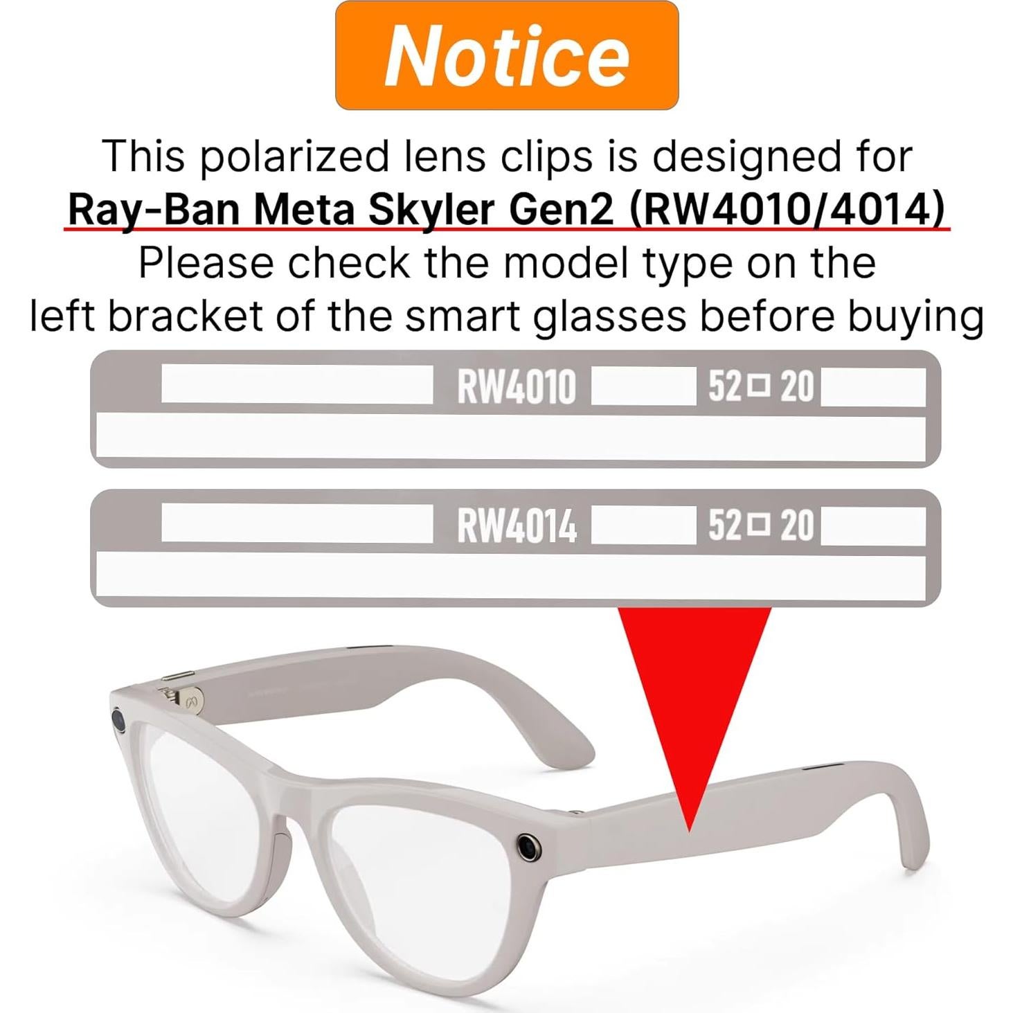 Clip-on Polarizado HiBloks para Ray-Ban Meta Skyler 4Pcs