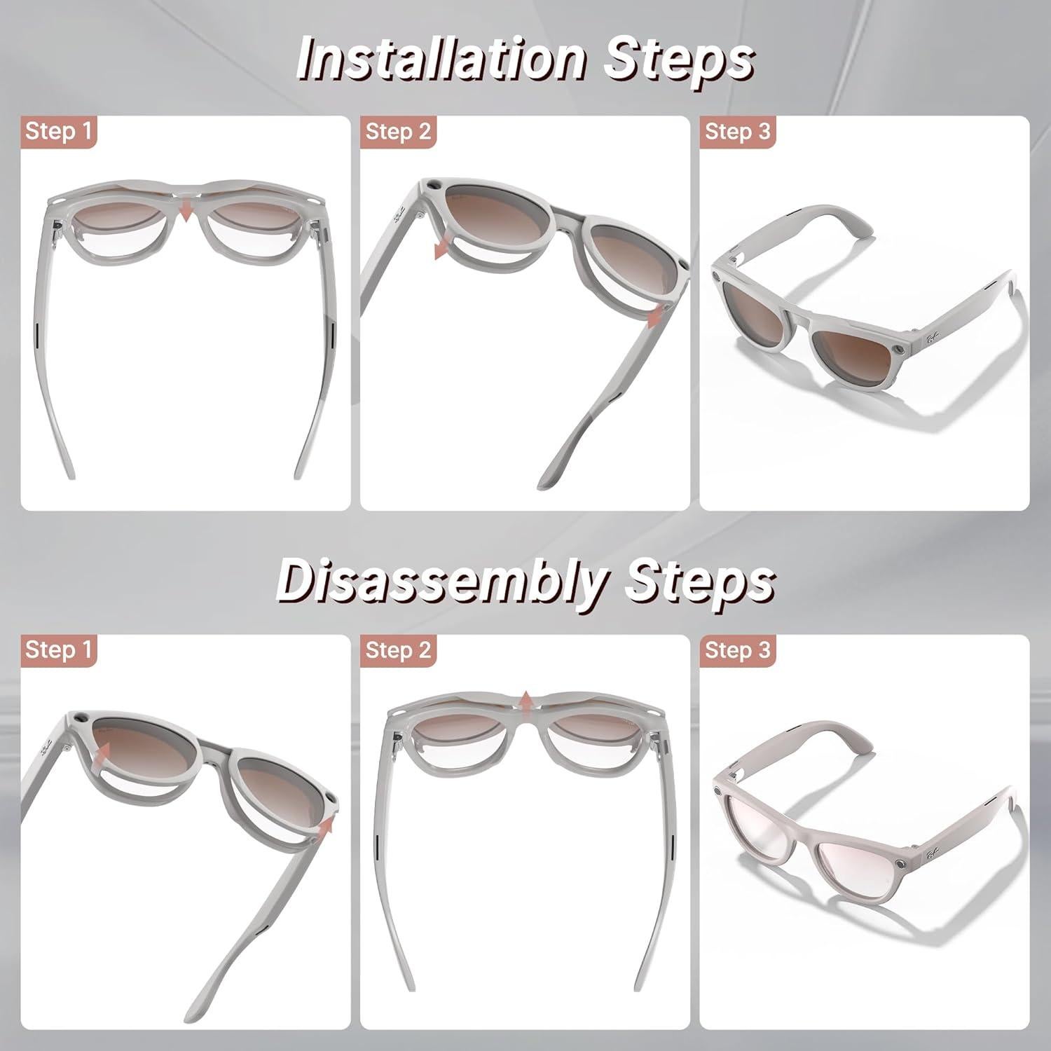 Clip-on Polarizado HiBloks para Ray-Ban Meta Skyler 4Pcs