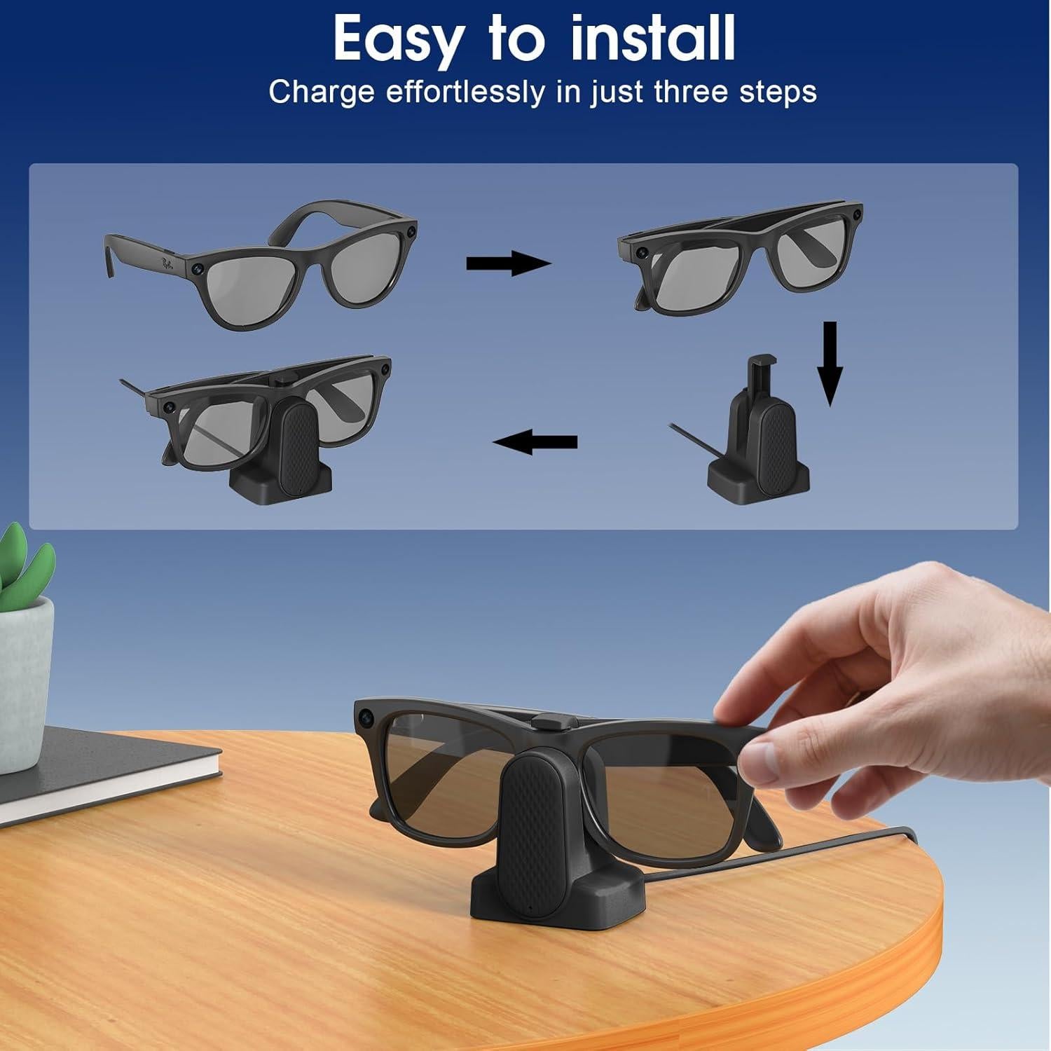 Base de Carga Cisian USB-C para Gafas Ray-Ban Meta - Negro