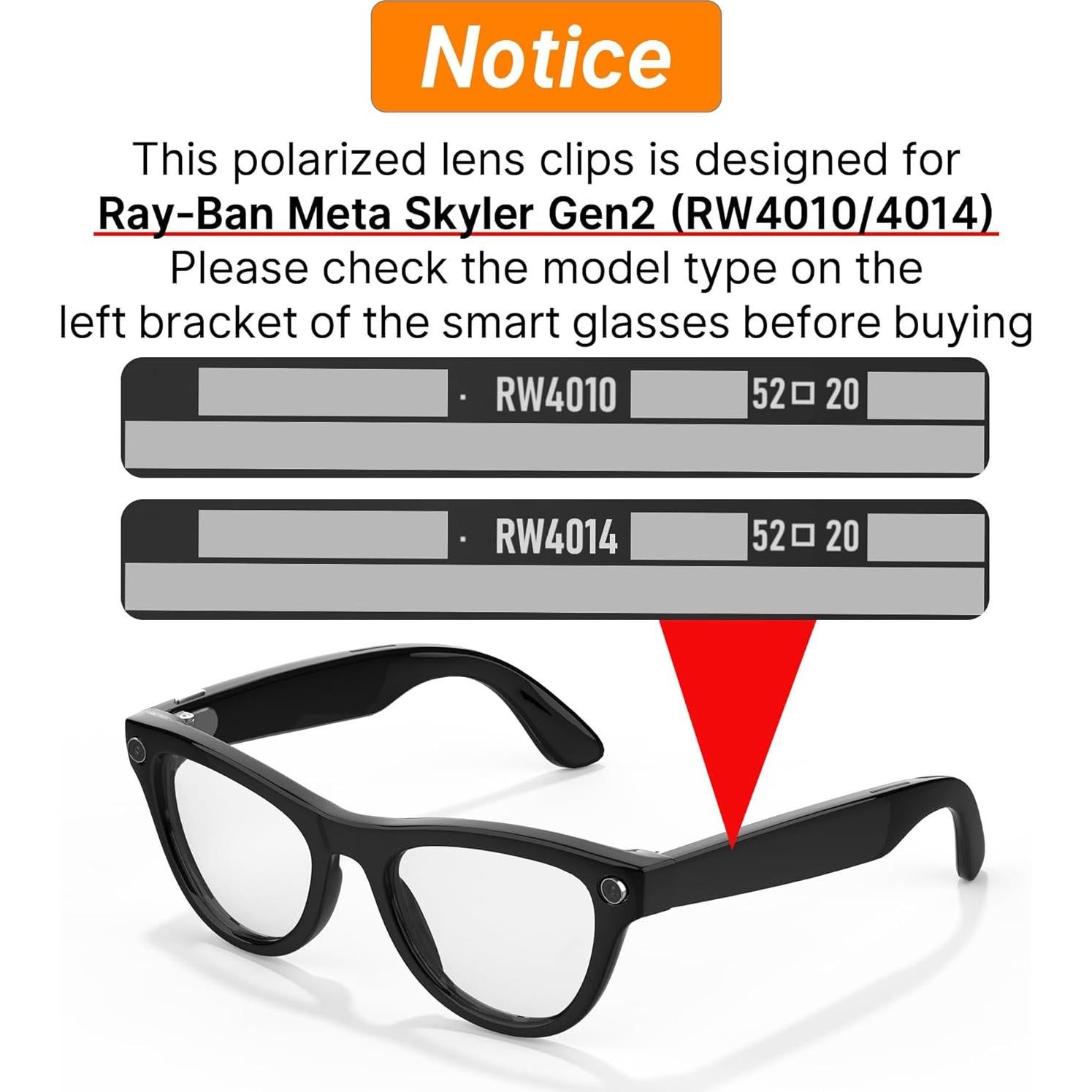 Clip-on Polarizado HiBloks para Ray-Ban Meta Skyler 52-20