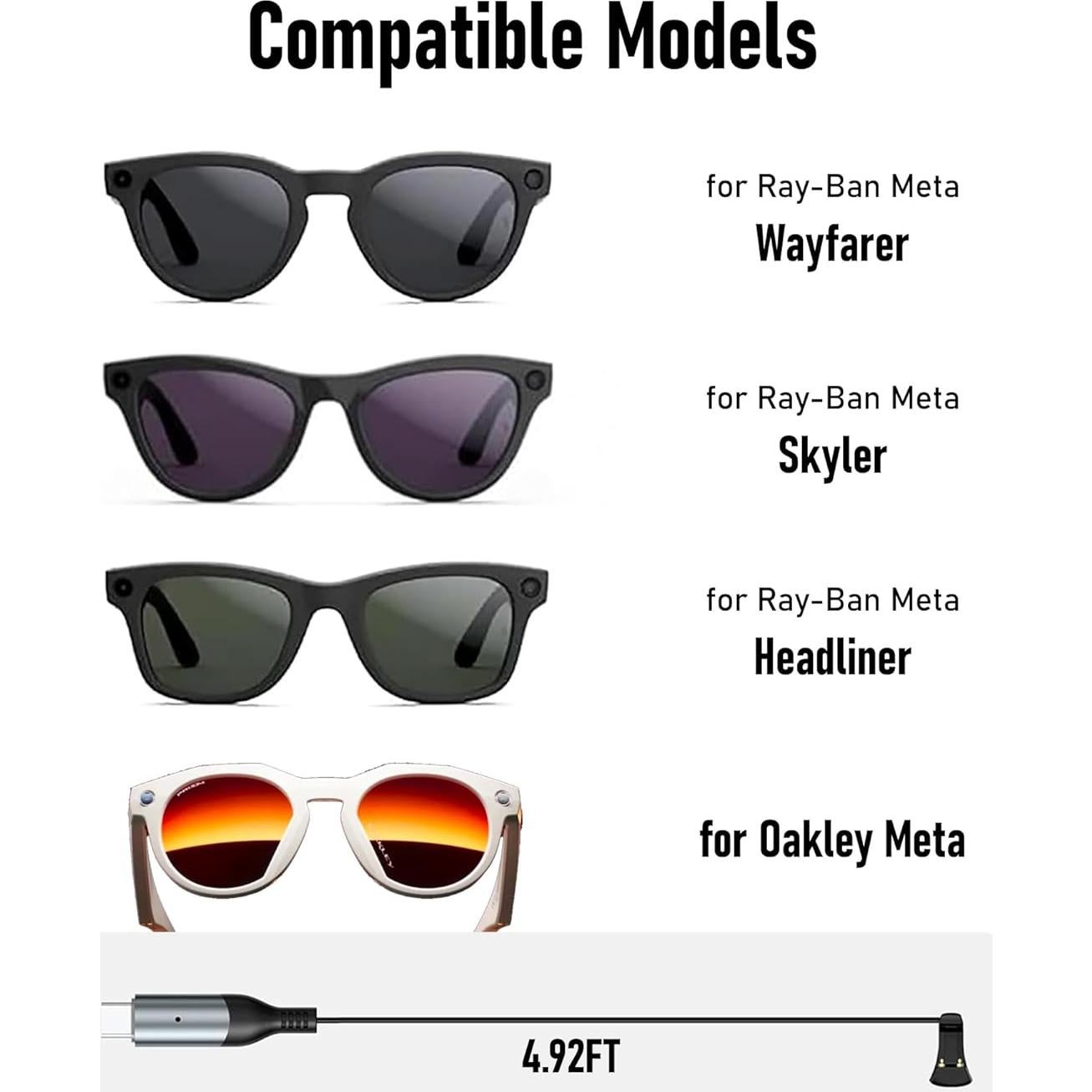 Cable de carga USB-C FENGXIANG para gafas RayBan y Oakley