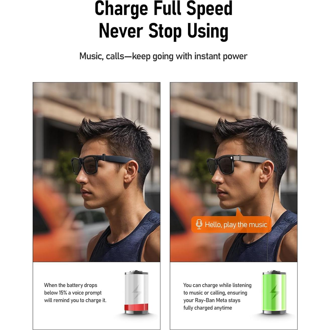 Cable de carga USB-C FENGXIANG para gafas RayBan y Oakley