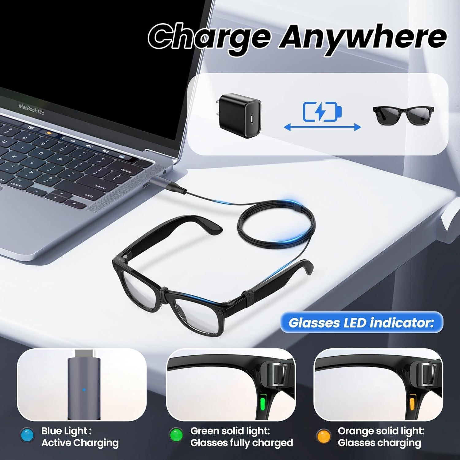 Cable de carga USB C 1.5M Hugener para gafas Ray-Ban Meta