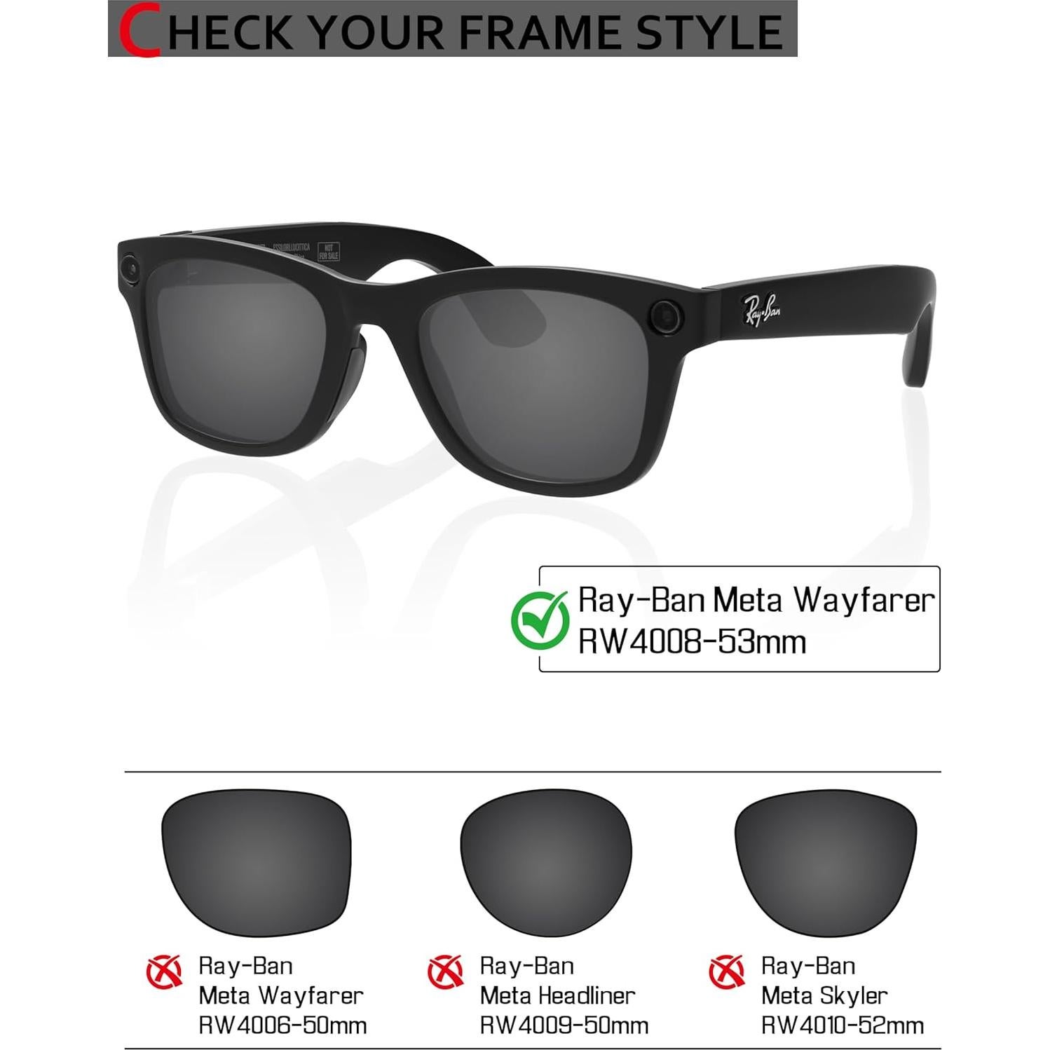Lentes de Reemplazo Vonxyz para Ray-Ban Meta Wayfarer 53mm