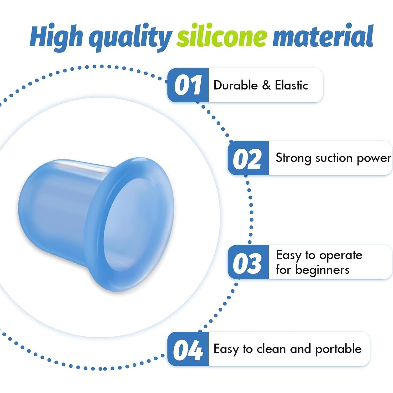 Kit de Ventosas de Silicona ELERA - Terapia de Masaje (4 Piezas)