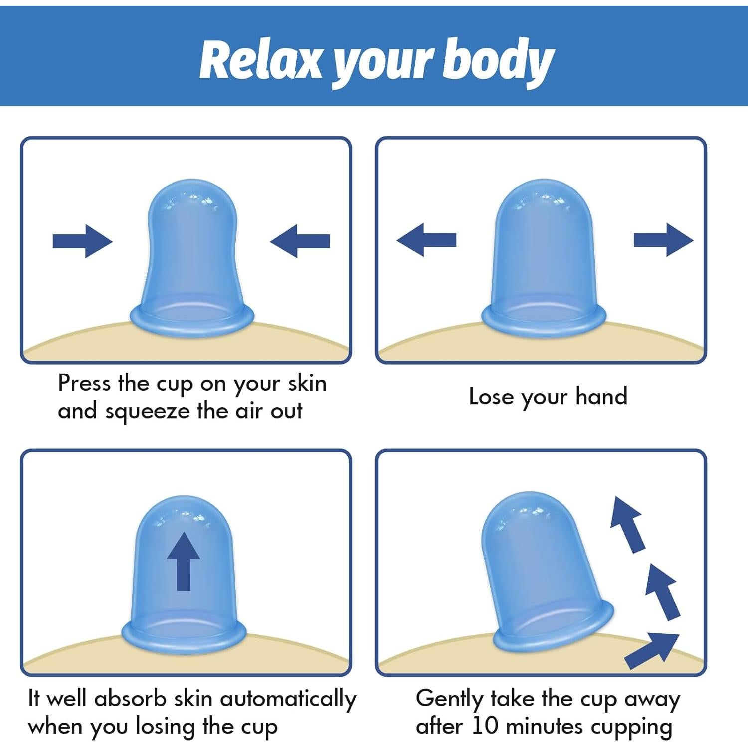 Kit de Ventosas de Silicona ELERA - Terapia de Masaje (4 Piezas)