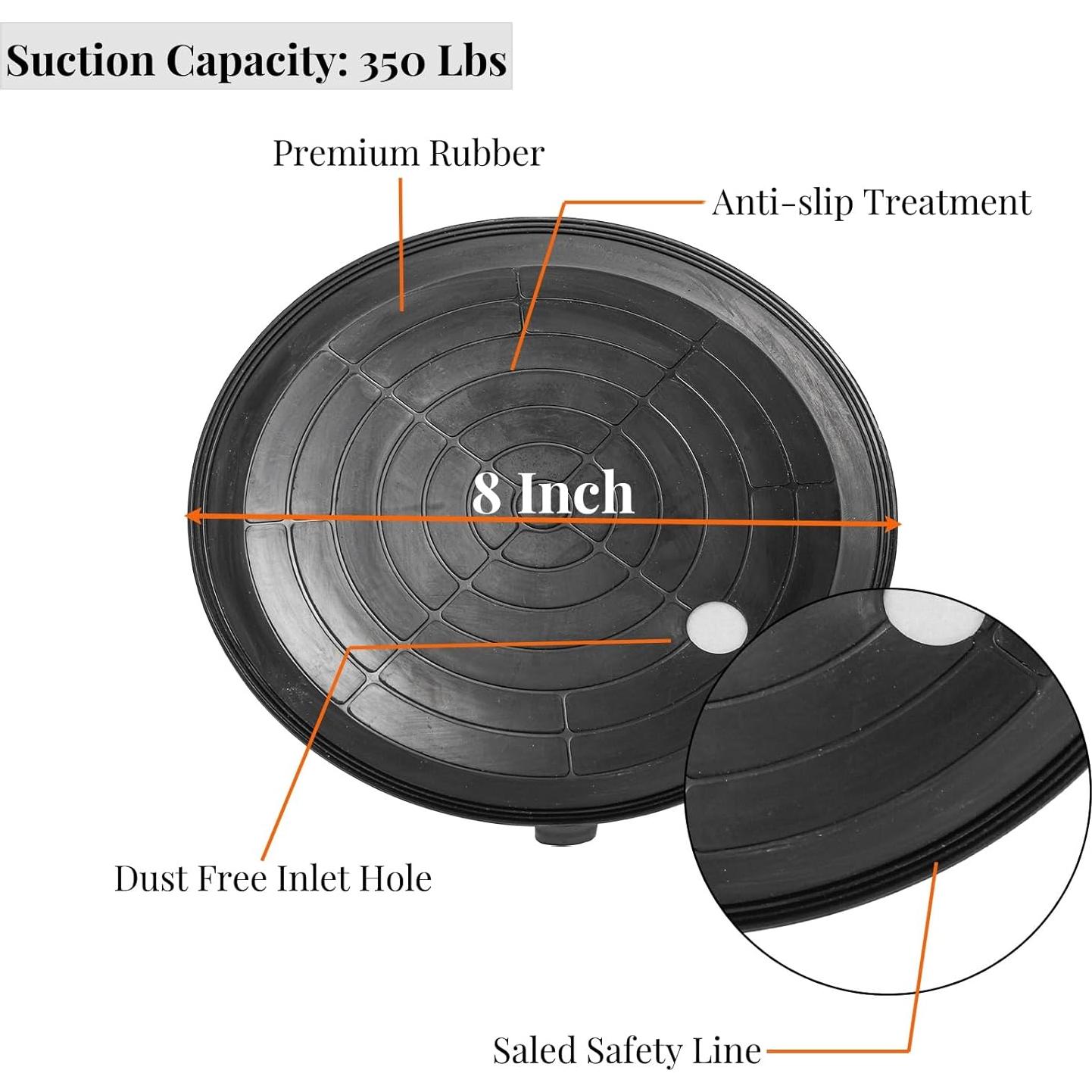 Paquete de 2 Ventosas de Vidrio ZAVOOS 20 cm Carga 158.8 kg