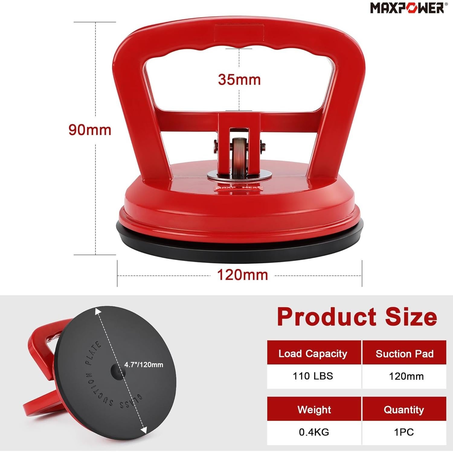 Elevador de Ventosas MAXPOWER 2 Piezas 120 mm 49.9 kg
