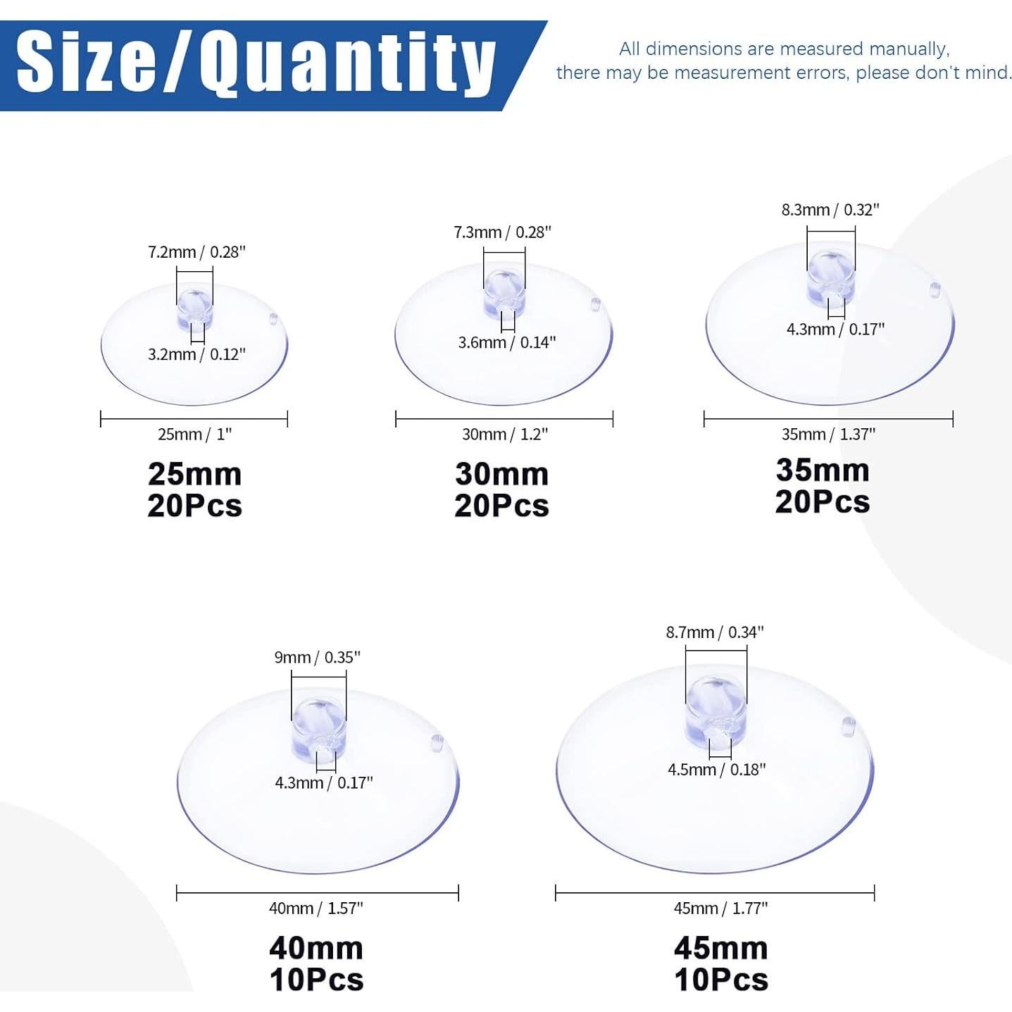 Juego de Ventosas Glarks 80Pcs 25-45mm para Cocina y Baño