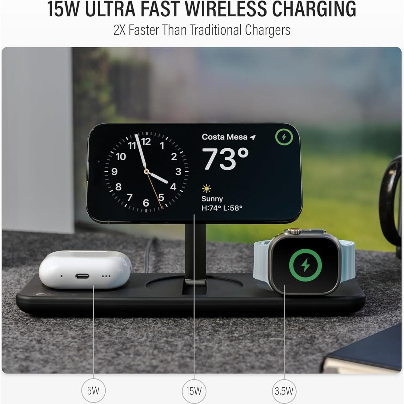 Estación de Carga Inalámbrica 3 en 1 Nimble Podium 15W Qi2