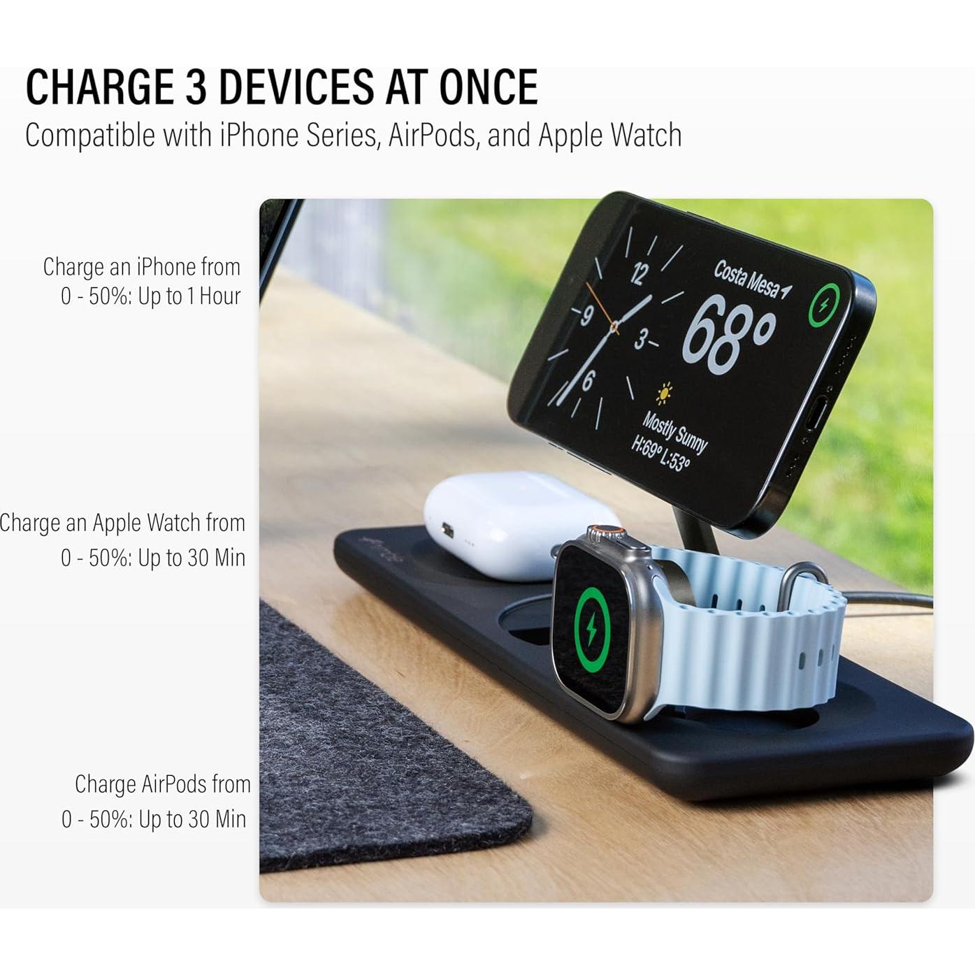 Estación de Carga Inalámbrica 3 en 1 Nimble Podium 15W Qi2