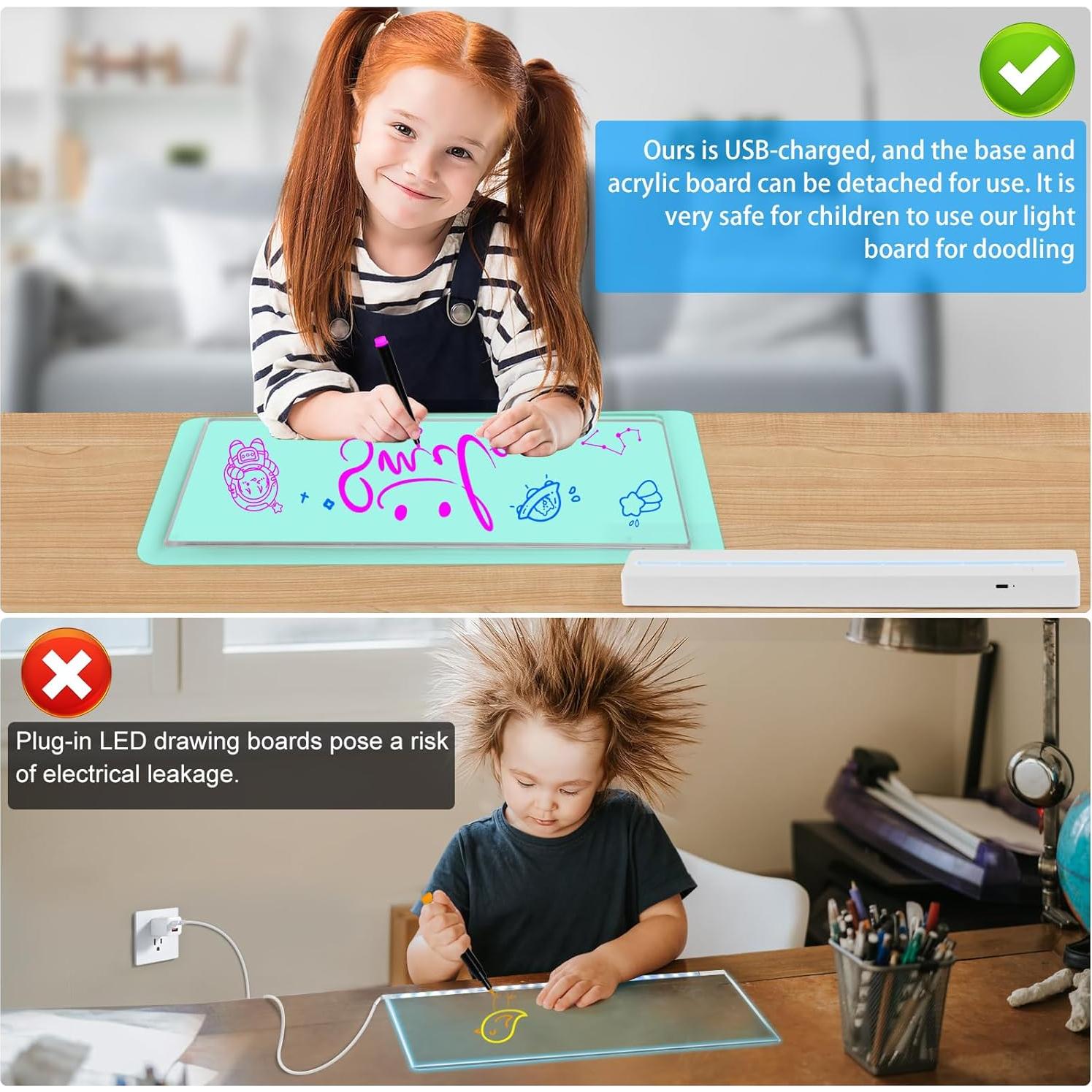 Tablero de Notas LED BYTLK J-80 Recargable 35.6x20.8cm 8 Colores