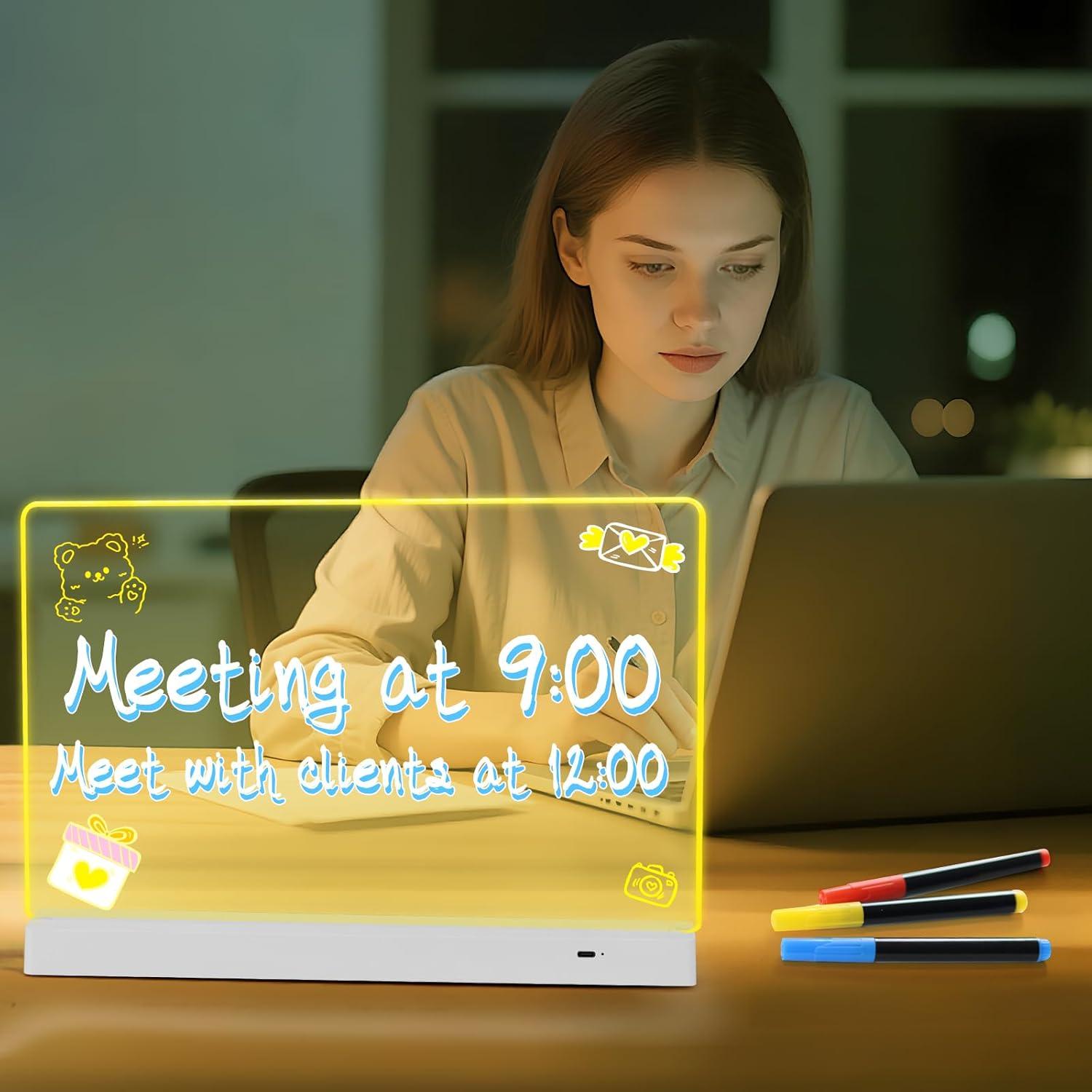 Tablero de Notas LED BYTLK J-80 Recargable 35.6x20.8cm 8 Colores