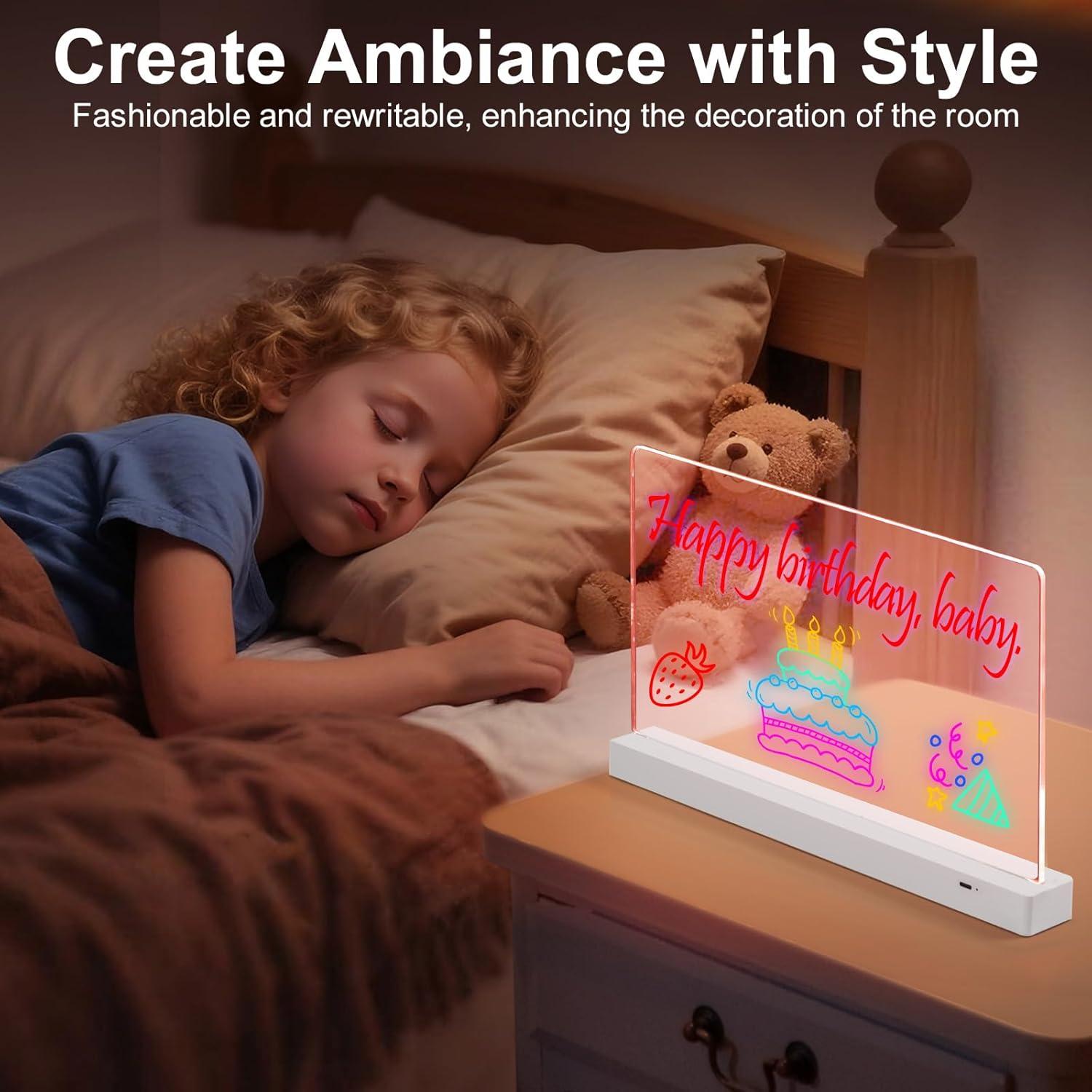 Tablero de Notas LED BYTLK J-80 Recargable 35.6x20.8cm 8 Colores