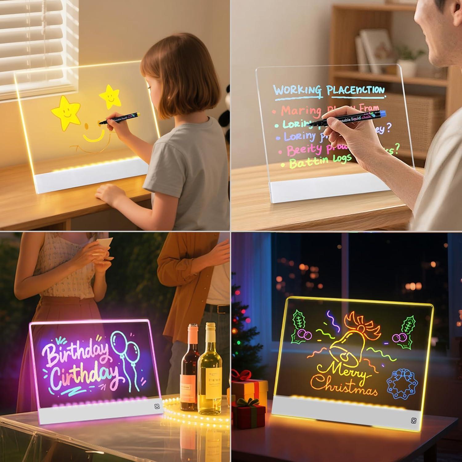 Tablero de Notas LED Yecuip 35x26 cm Recargable 7 Colores