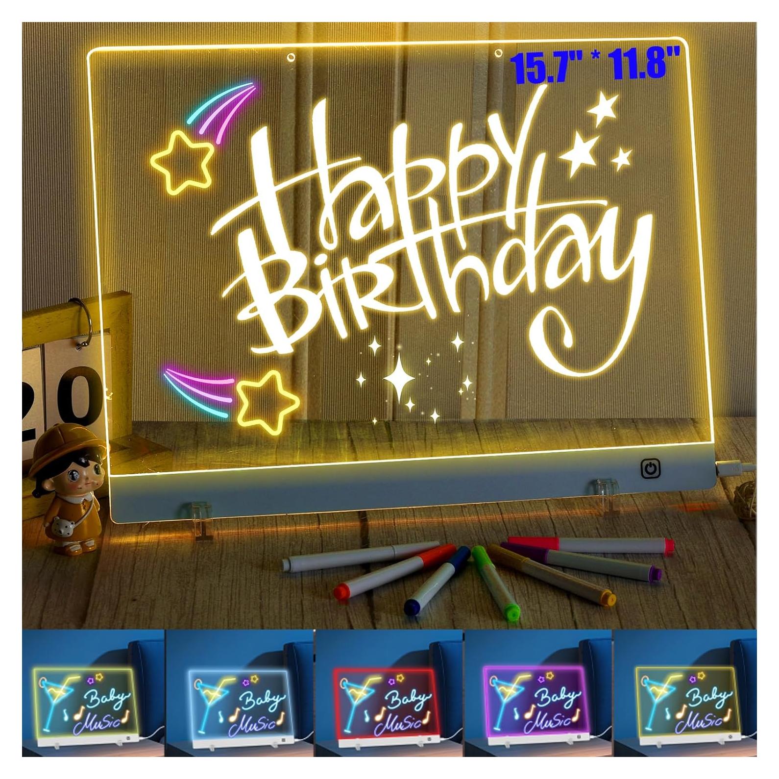 Tablero de Dibujo LED Berverra 40x30cm con 7 Marcadores