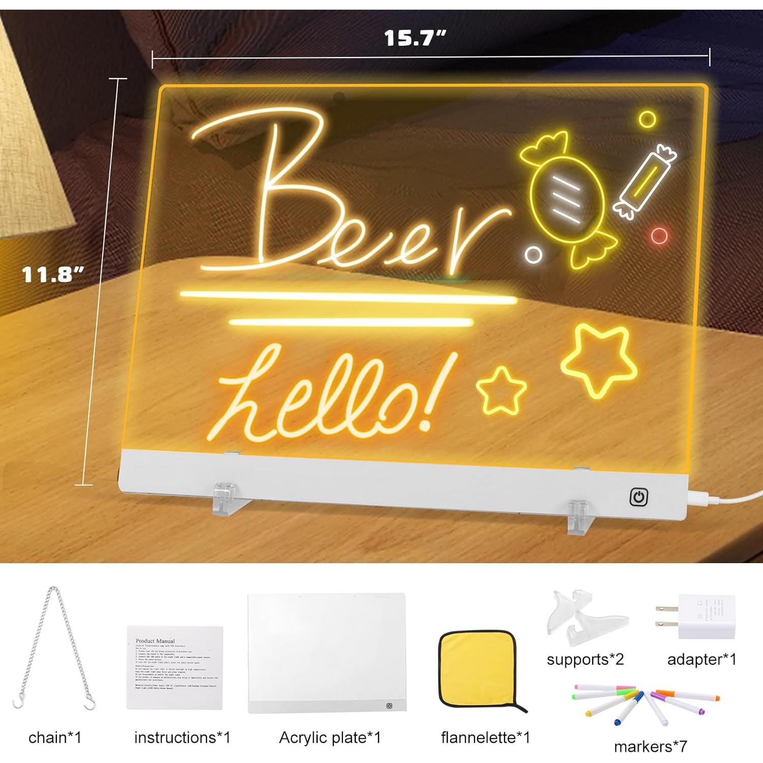Tablero de Dibujo LED Berverra 40x30cm con 7 Marcadores