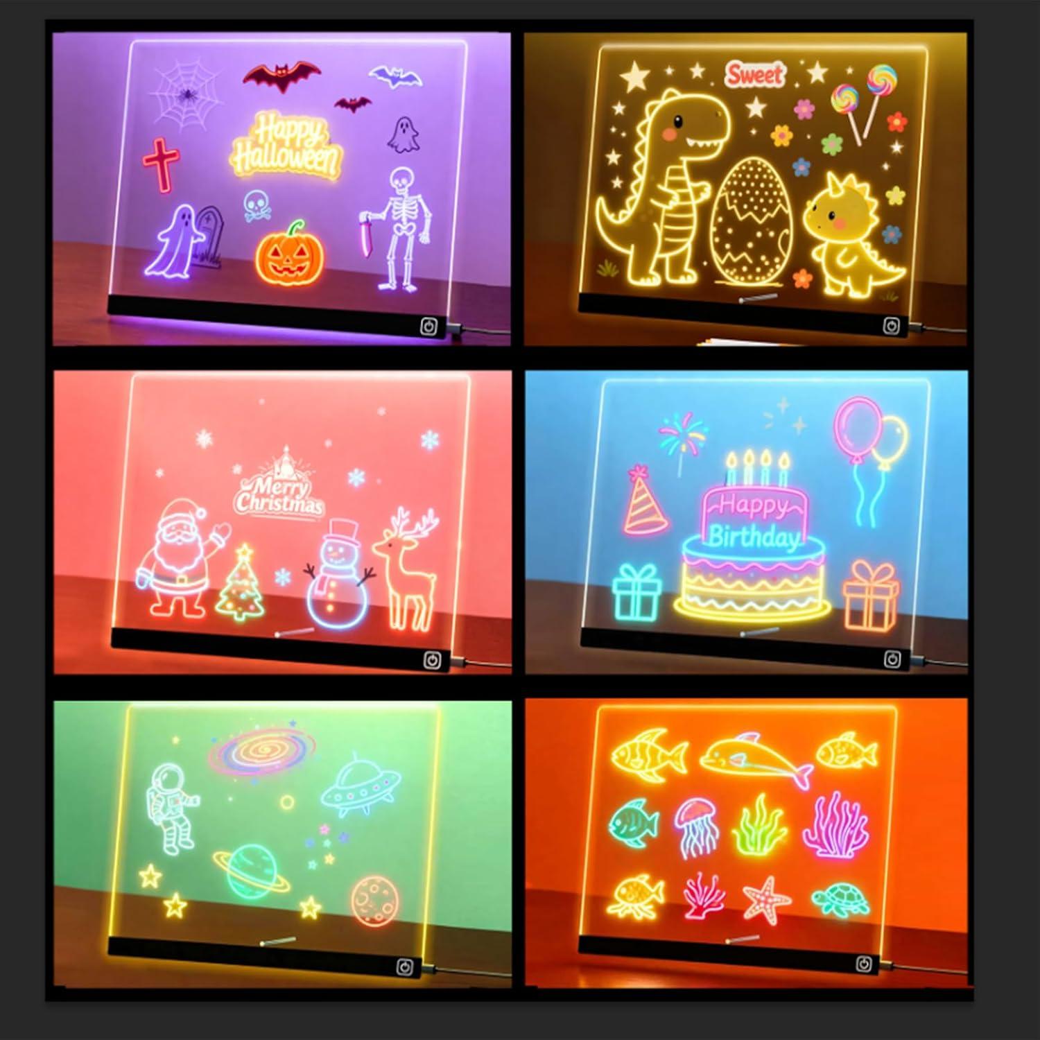 Tablero de Notas LED Hansanti 34.8x25.4cm 7 Colores con Marcadores