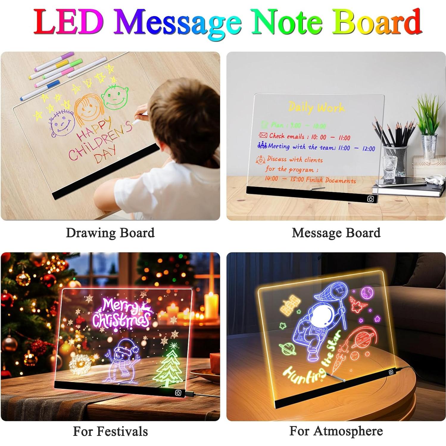 Tablero de Notas LED Hansanti 34.8x25.4cm 7 Colores con Marcadores