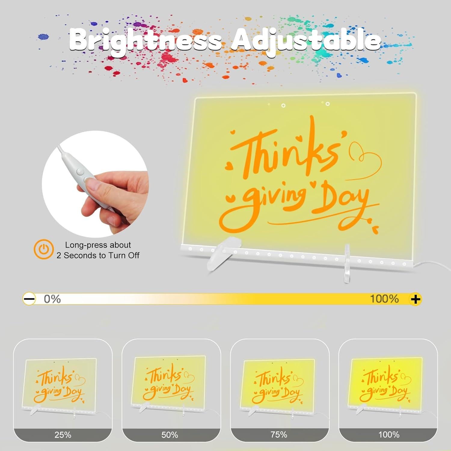 Tablero Acrílico LED Sweetone 35.1x25.4cm 7 Colores Borrado Seco