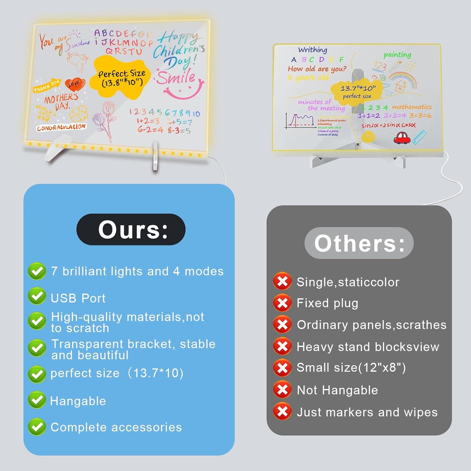 Tablero Acrílico LED Sweetone 35.1x25.4cm 7 Colores Borrado Seco