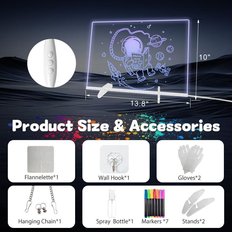 Tablero Acrílico LED Sweetone 35.1x25.4cm 7 Colores Borrado Seco