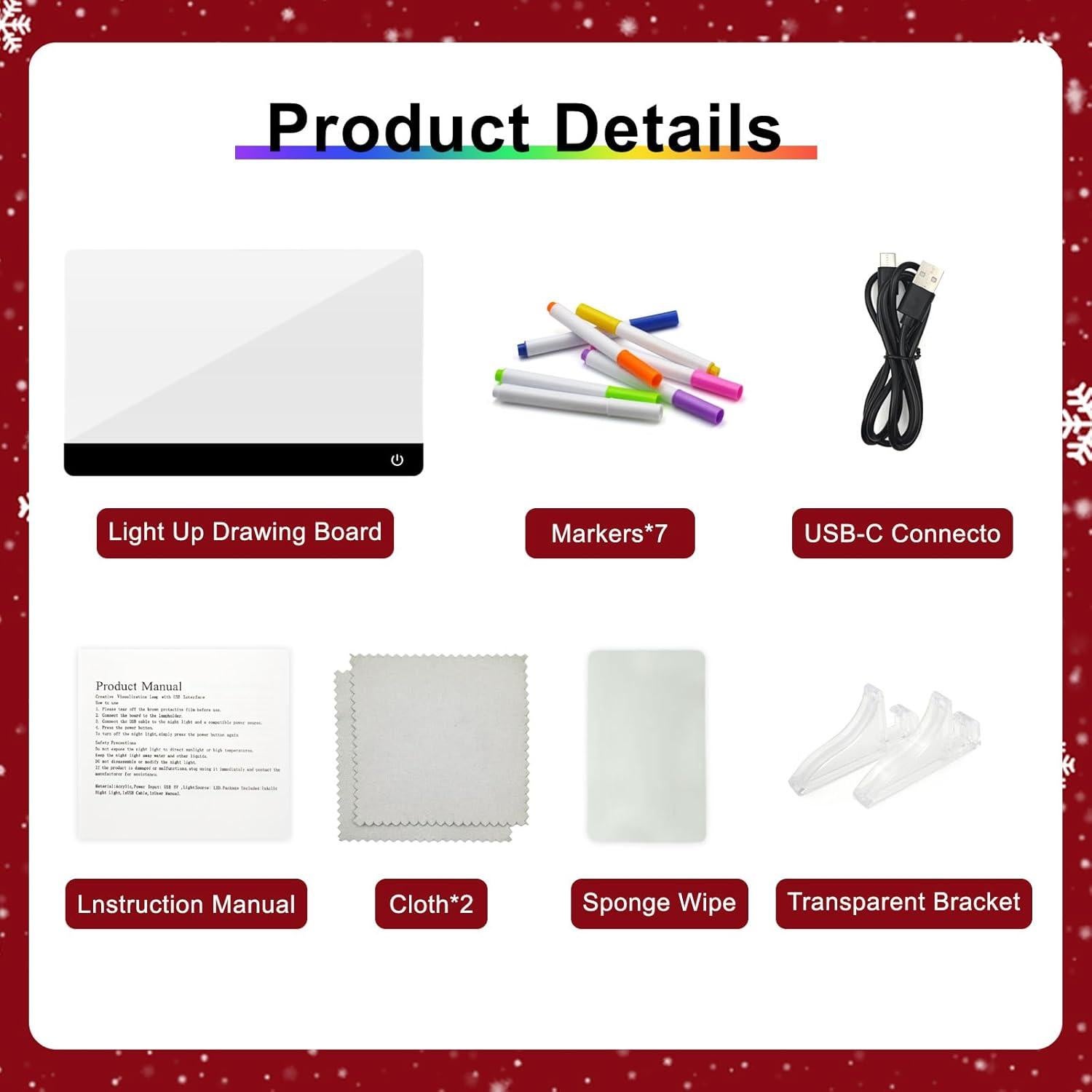 Tablero de Notas LED EcoCharm Home 30x20 cm 6 Colores 4 Modos