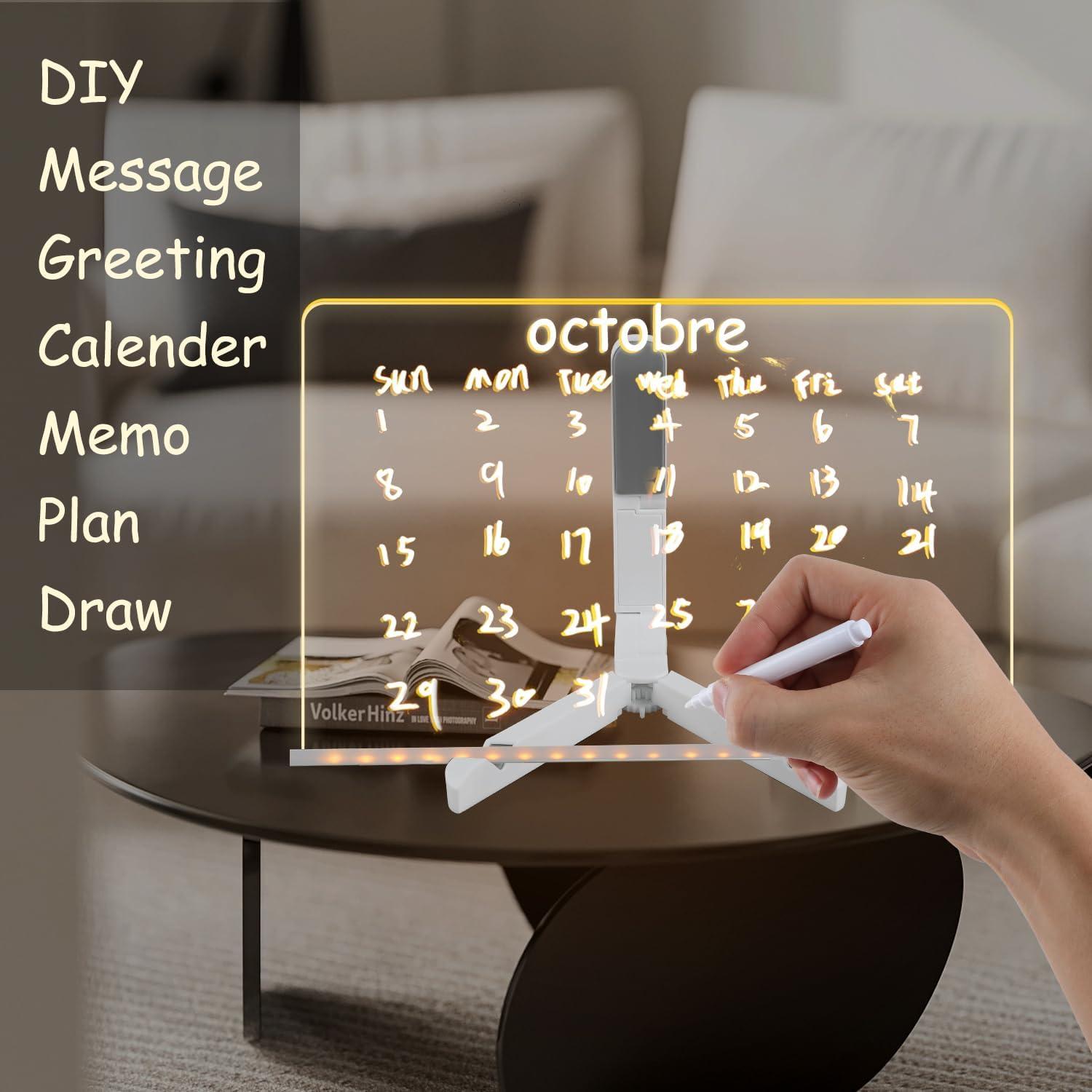 Tablero de Notas LED Omaky 30x20 cm Borrado en Seco Acrílico