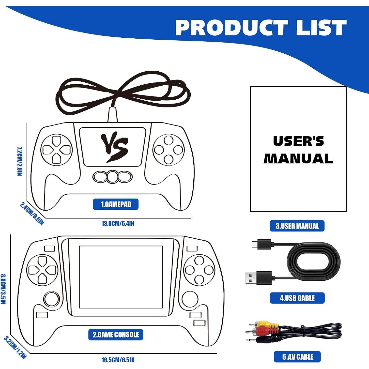 Consola de Juego Portátil OSYROY 500 Juegos Retro 8.89 cm