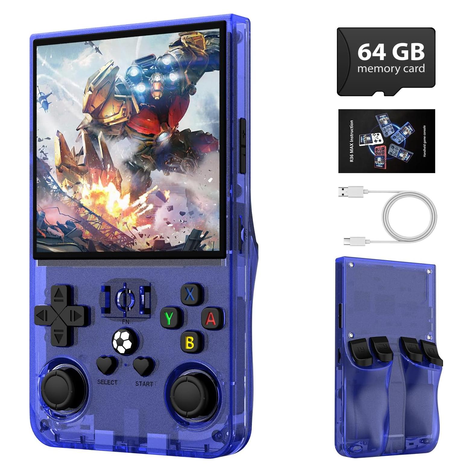 Consola de Juegos Portátil R36MAX 64GB Pantalla IPS 4" Azul