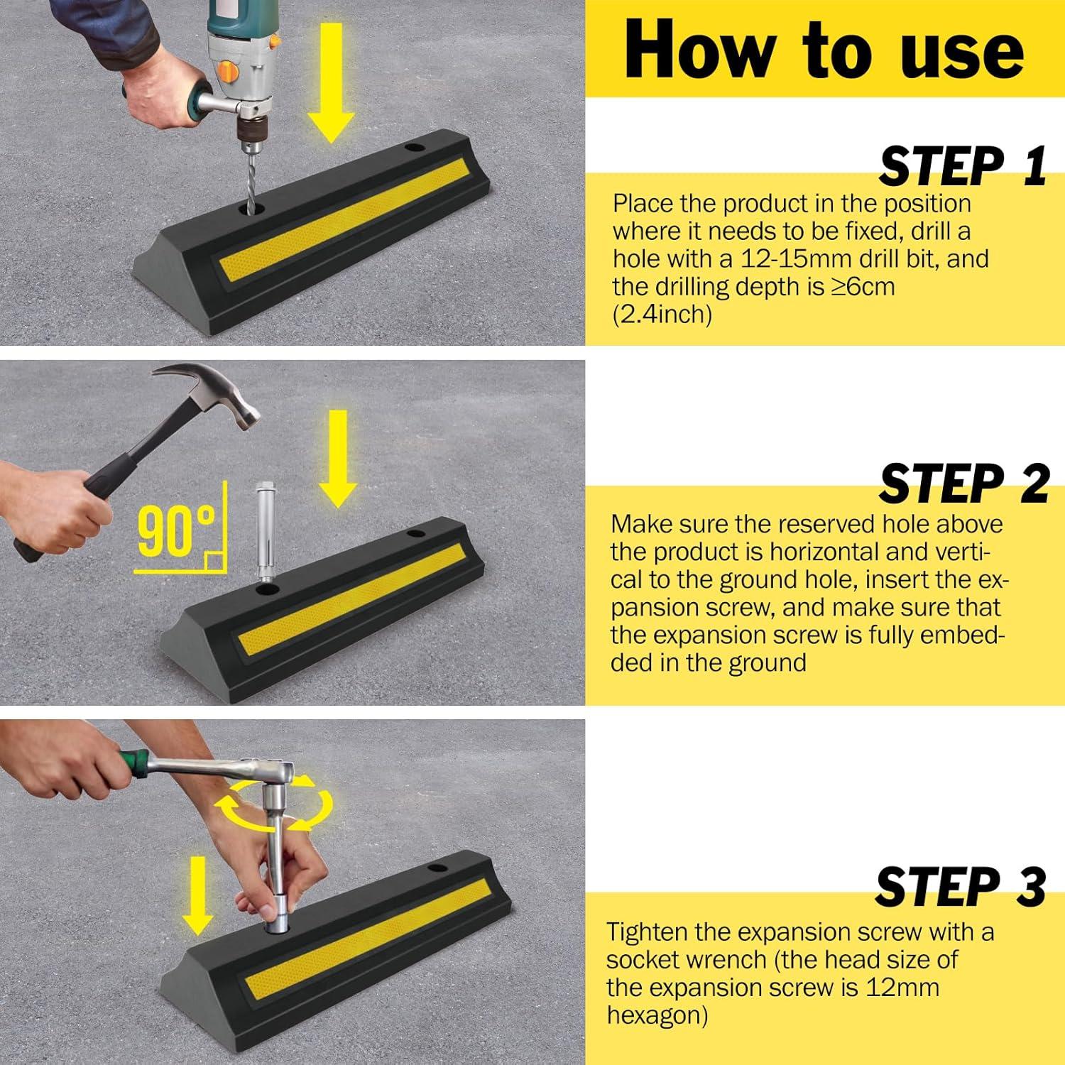 Topes de Estacionamiento para Garaje YesBes - Paquete de 4