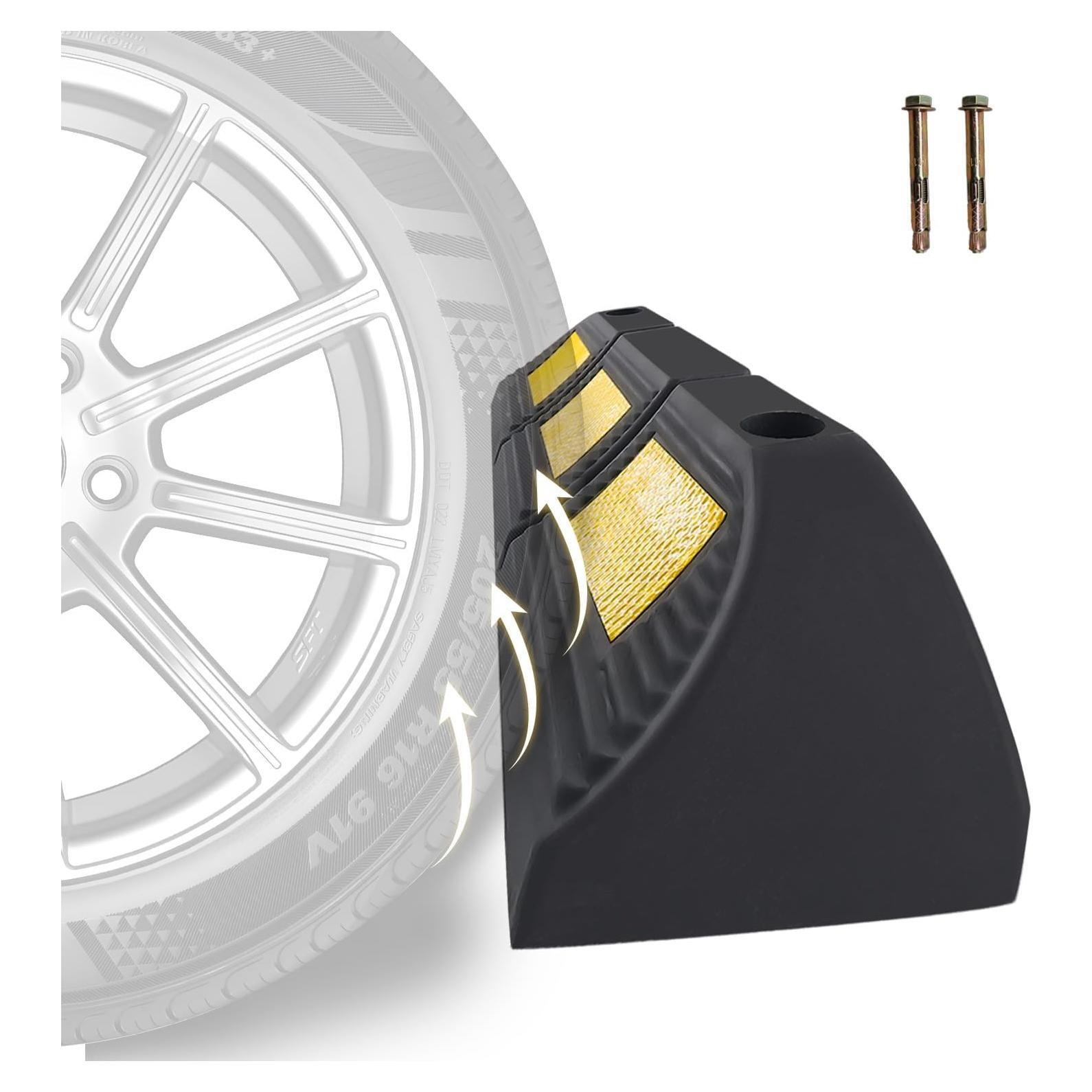 Tope de Estacionamiento WECARLLE 3.5" Caucho con Reflectores