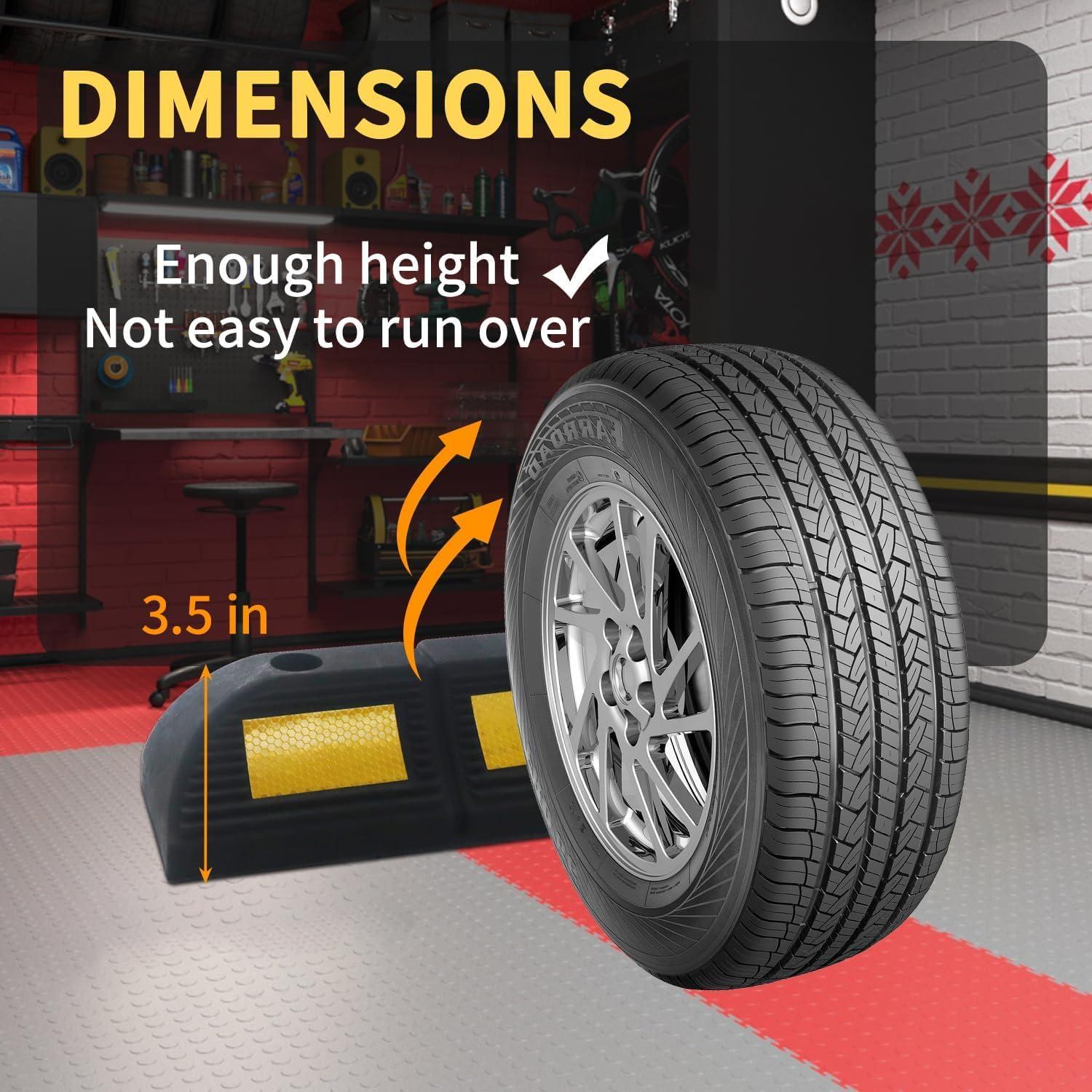 Tope de Estacionamiento WECARLLE 3.5" Caucho con Reflectores