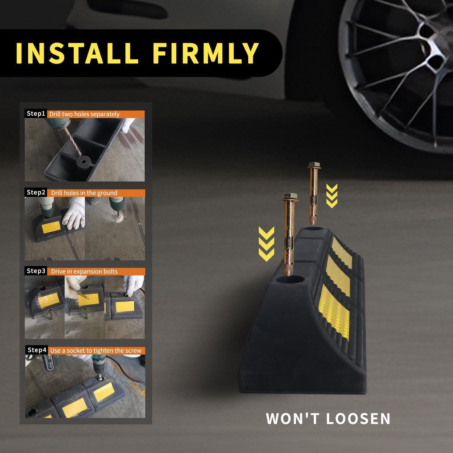 Tope de Estacionamiento WECARLLE 3.5" Caucho con Reflectores