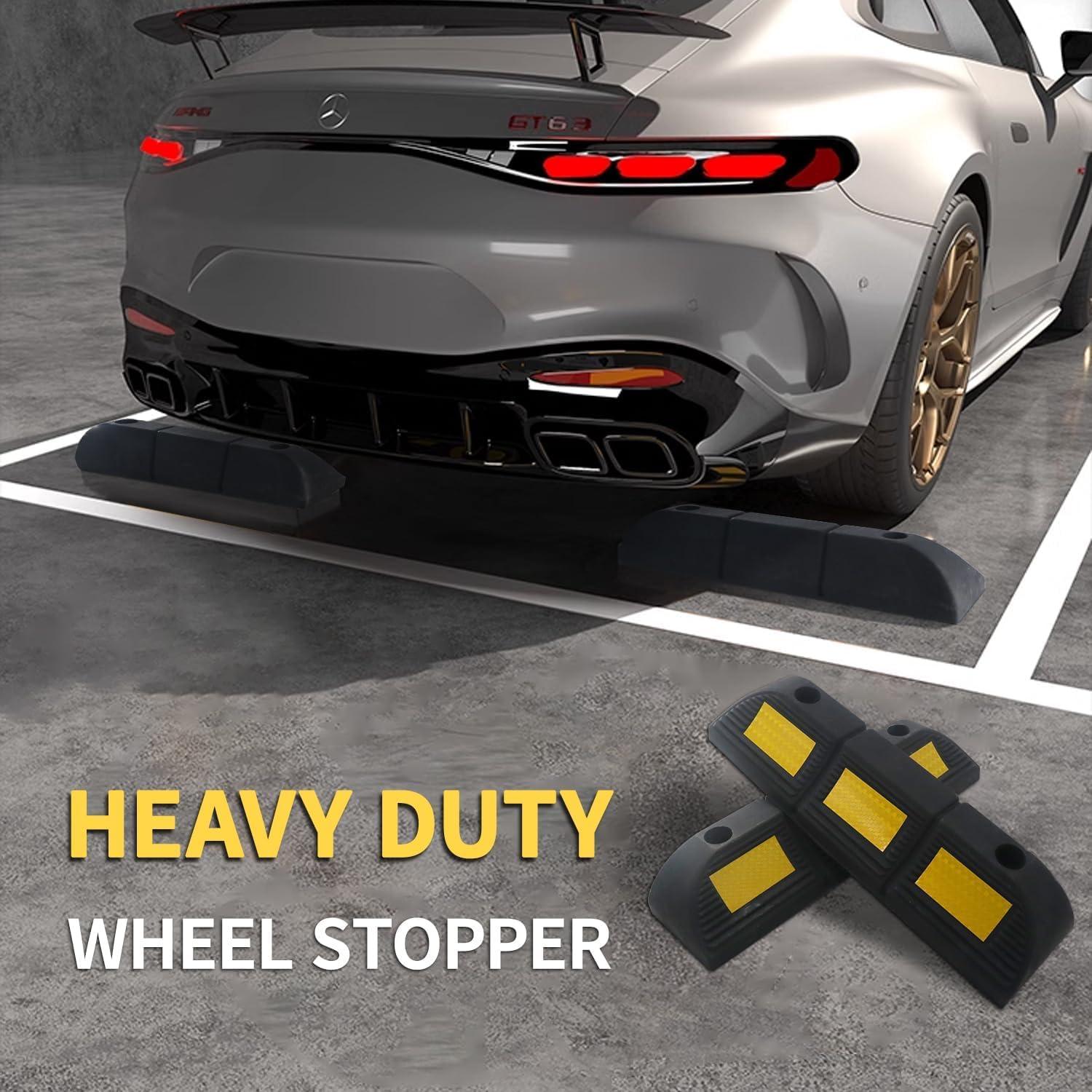 Tope de Estacionamiento WECARLLE 3.5" Caucho con Reflectores