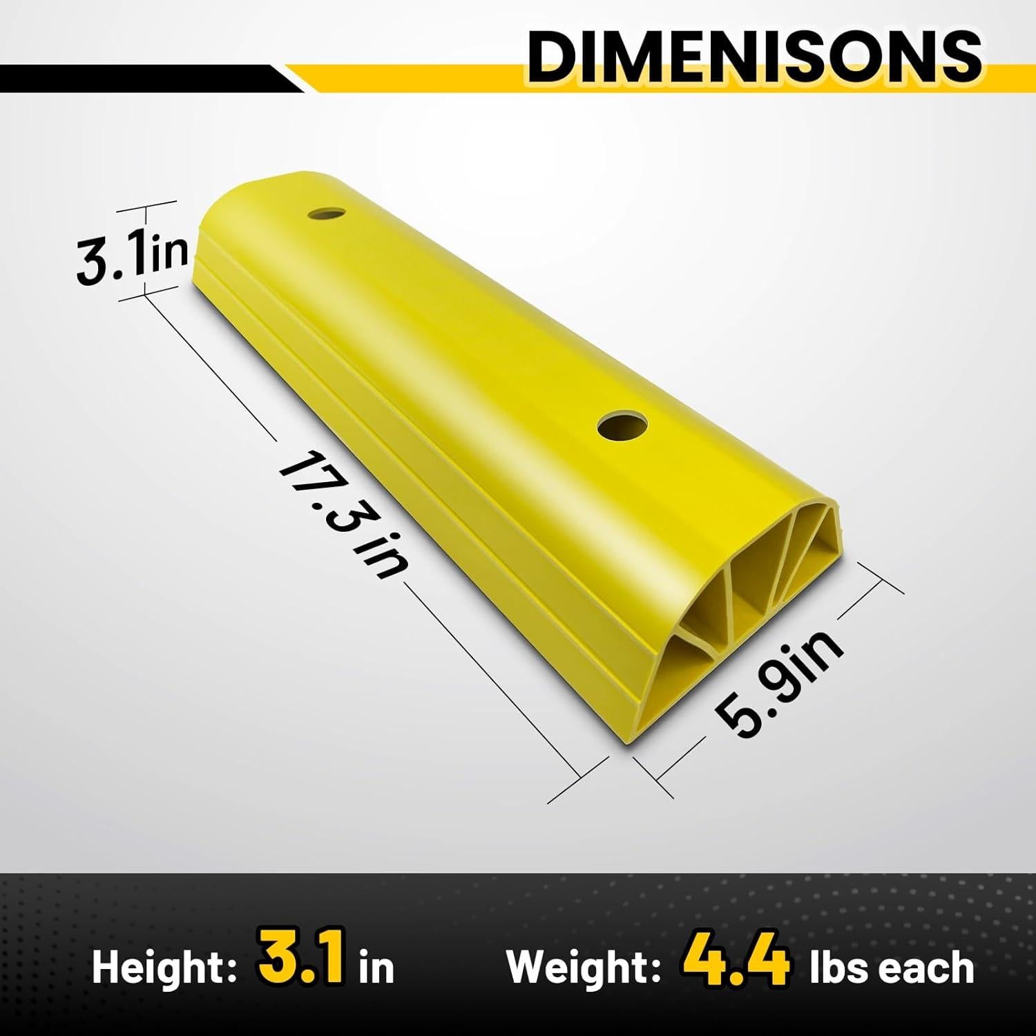 Topes de Estacionamiento HOXWELL Amarillo 2 Piezas 43.94 cm