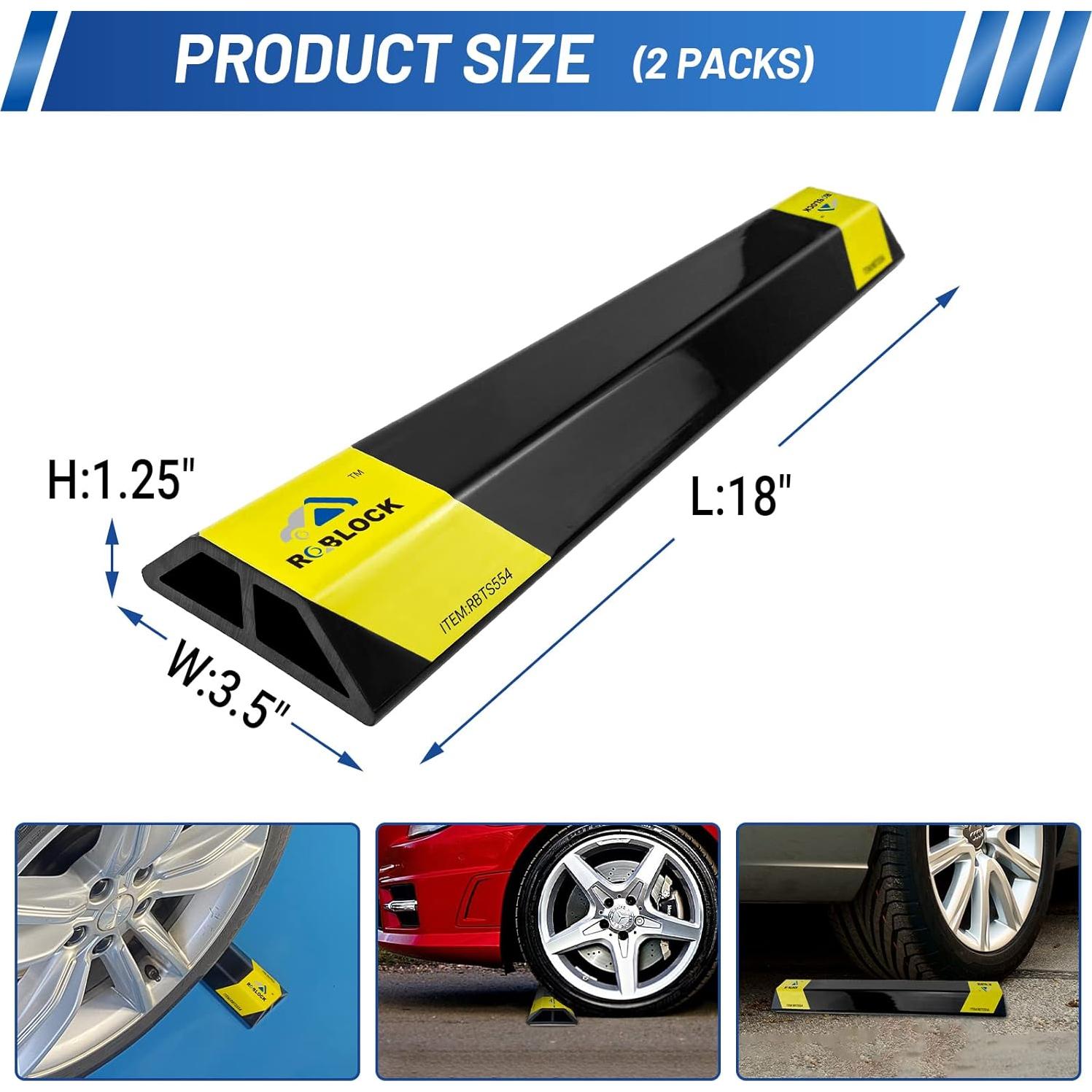 Topes de Estacionamiento ROBLOCK 45.72cm 2 Piezas Goma Amarillo