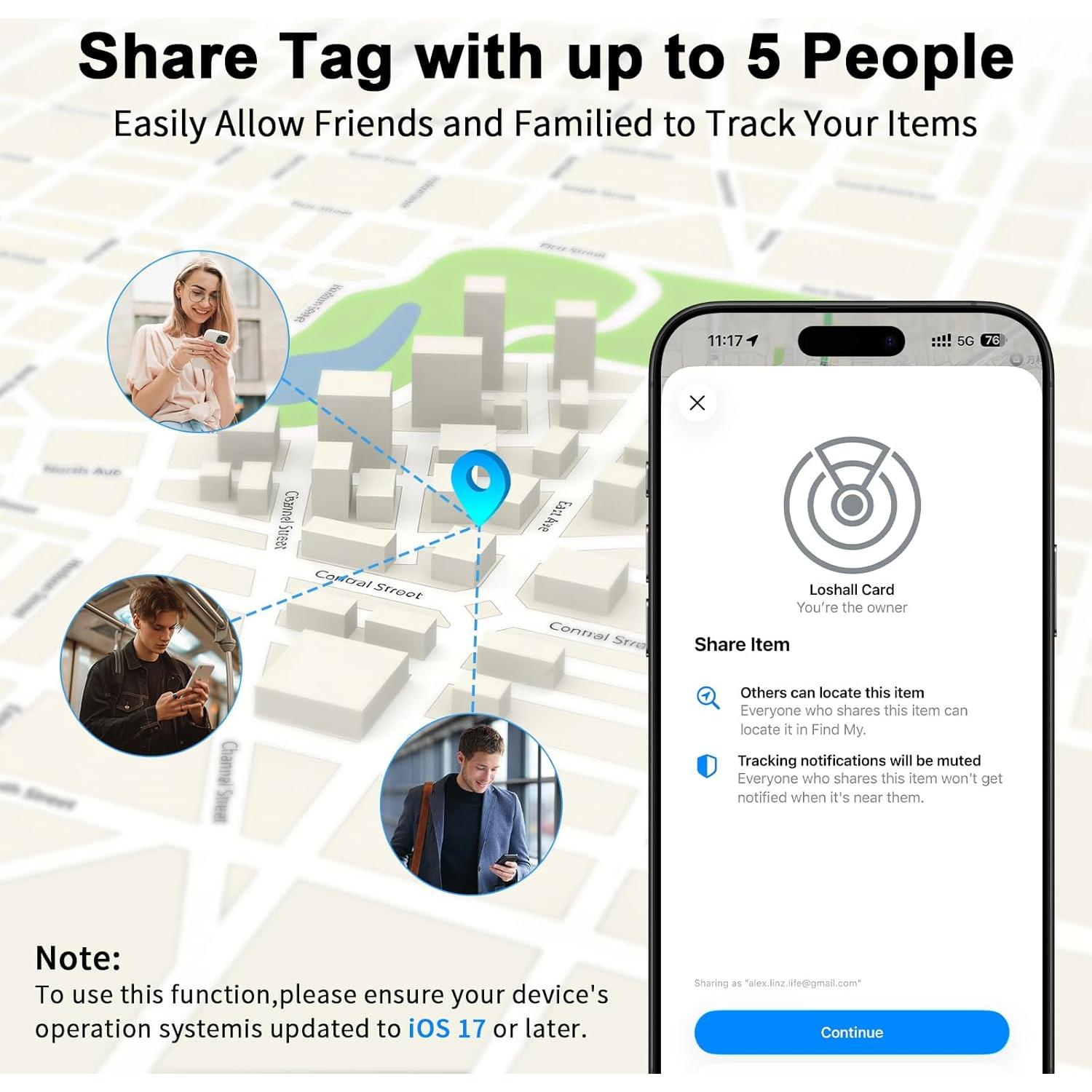 Tarjeta Rastreadora Ultrafina Hendari Air Tag - Carga Inalámbrica