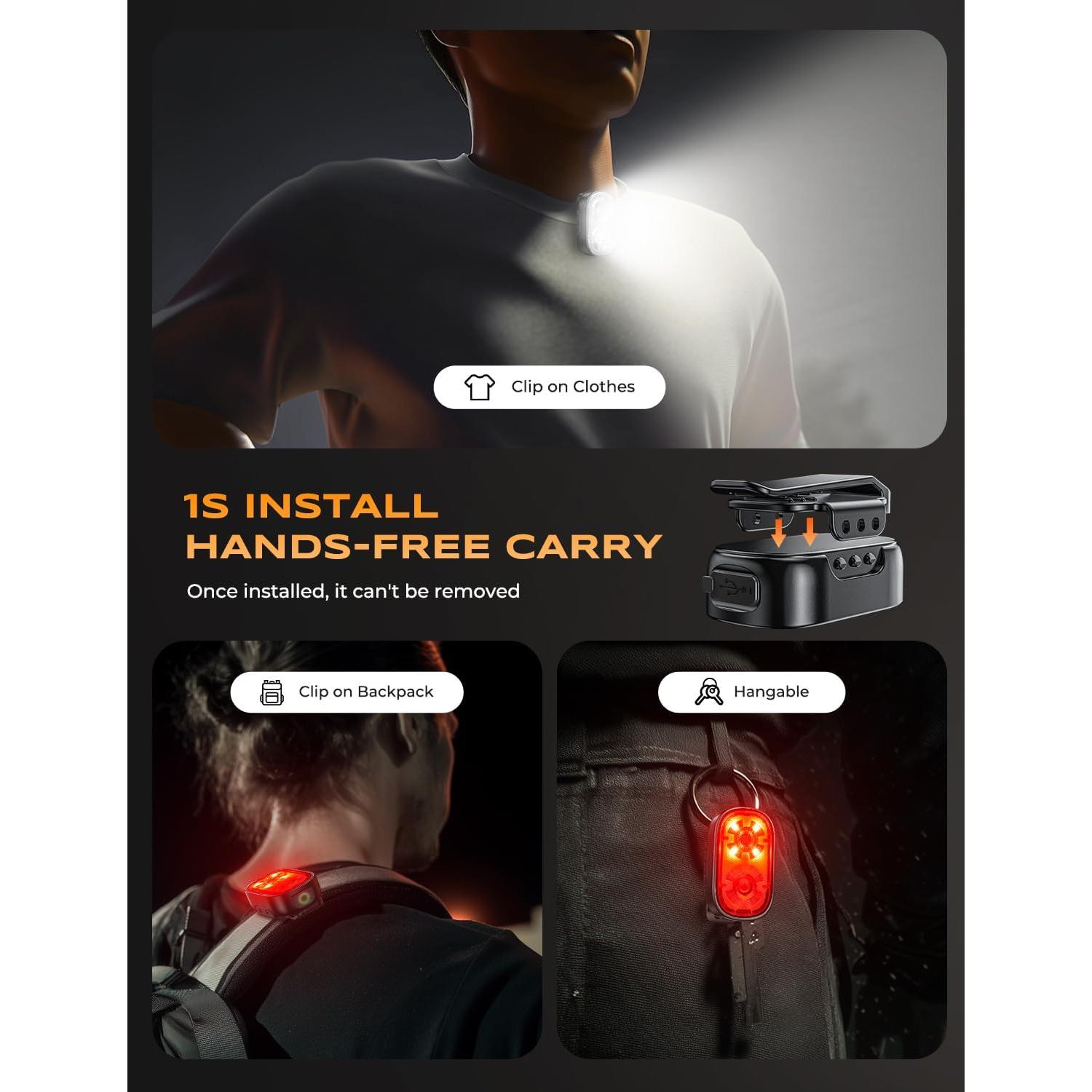 Linterna Clip-on Zewdov X20 500LM Recargable IP65 10 Modos