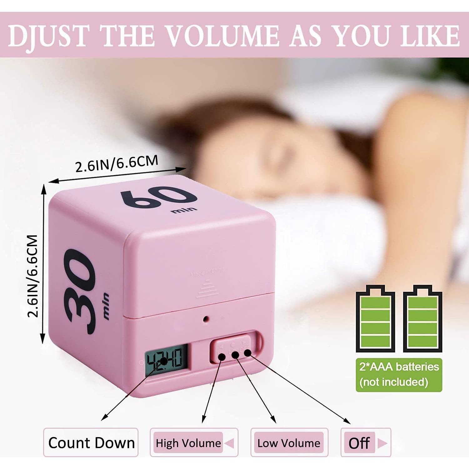 Temporizador Cubo DQDEDIAN Rosa con Sensor de Gravedad 15-60 Min