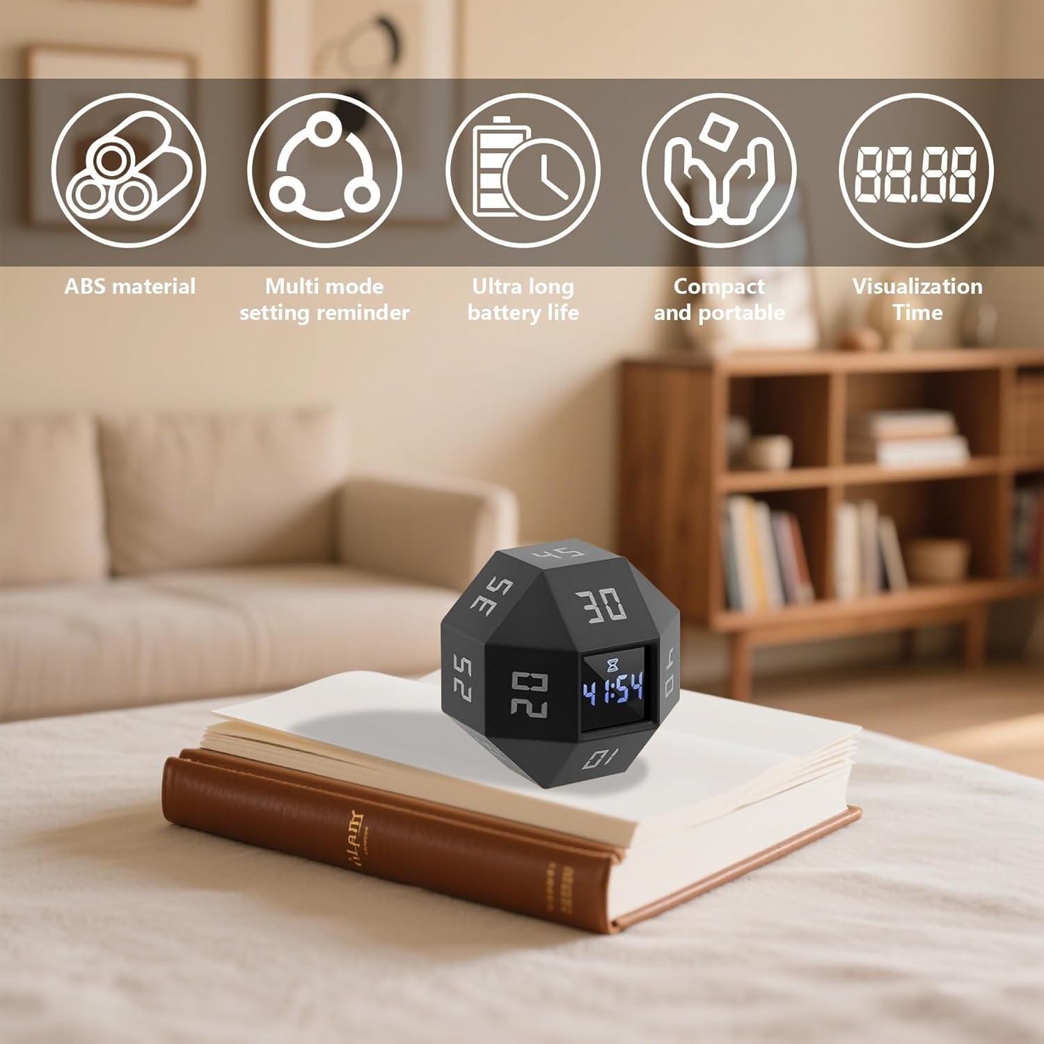 Temporizador Digital 12 Caras BEBESIRI Negro - 1 a 90 Minutos