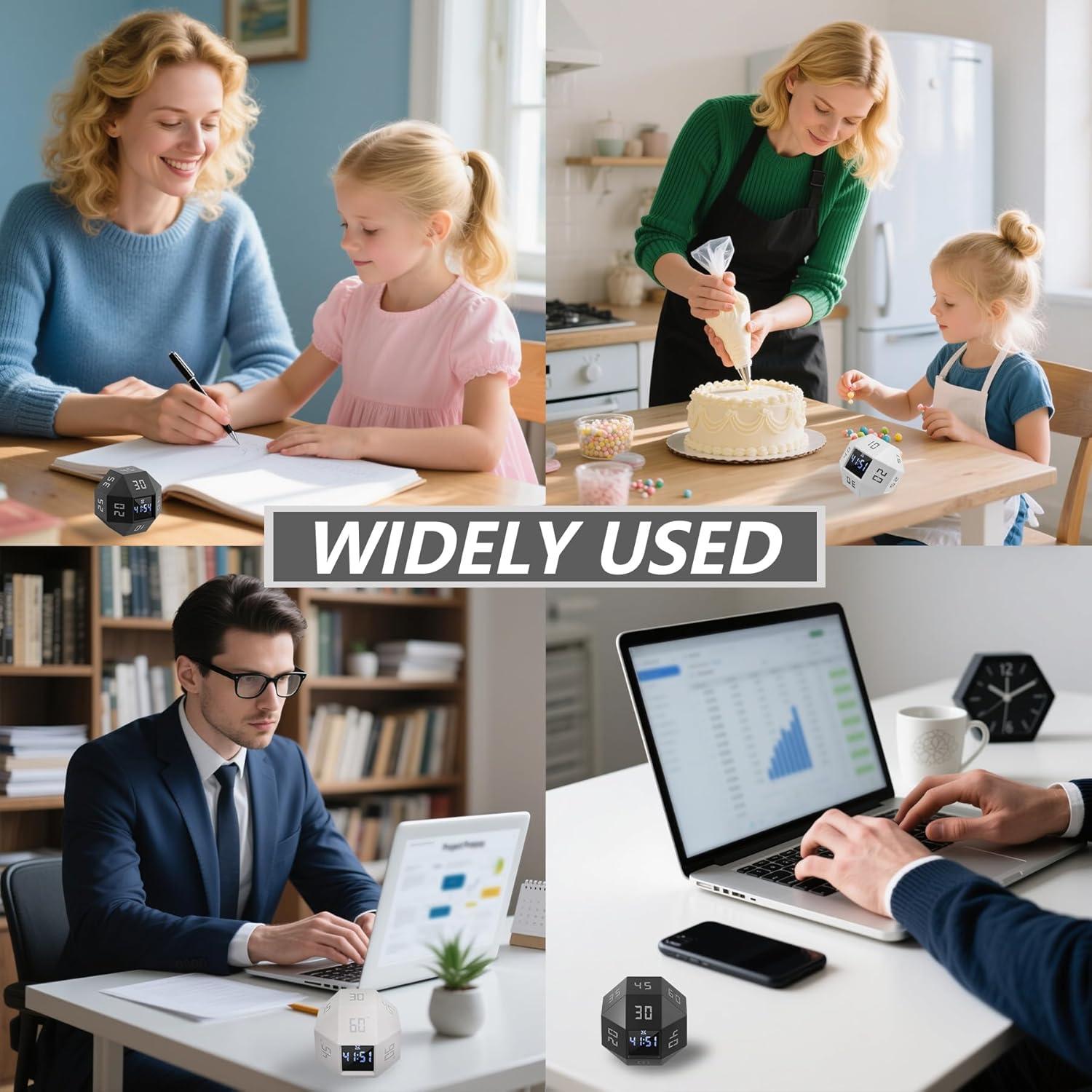 Temporizador Digital 12 Caras BEBESIRI Negro - 1 a 90 Minutos