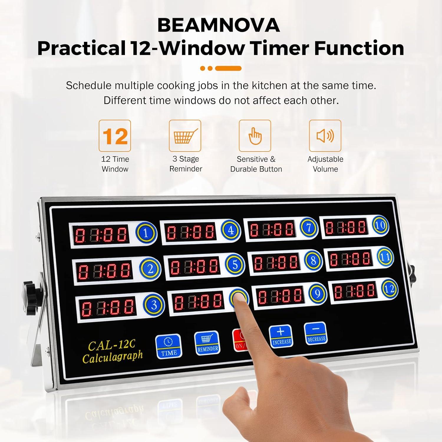 Temporizador Digital de Cocina BEAMNOVA 12 Canales Acero Inoxidable